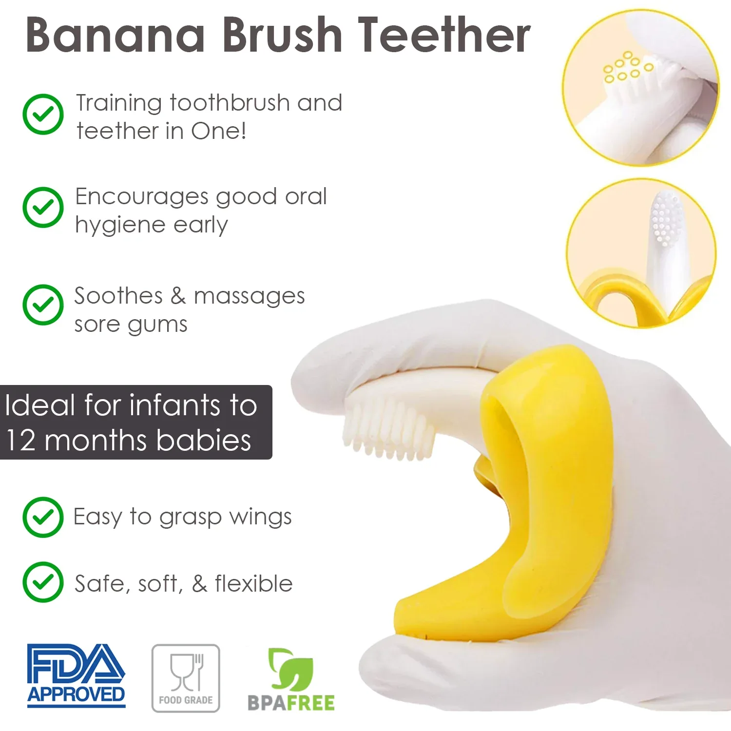 0-6 Months Baby Teething Toy for Boys | 6-12 Months Baby Teething Device | Newborn Mittens Giraffe Banana | BPA Free Baby Teether Set - Blue Color - Image 5