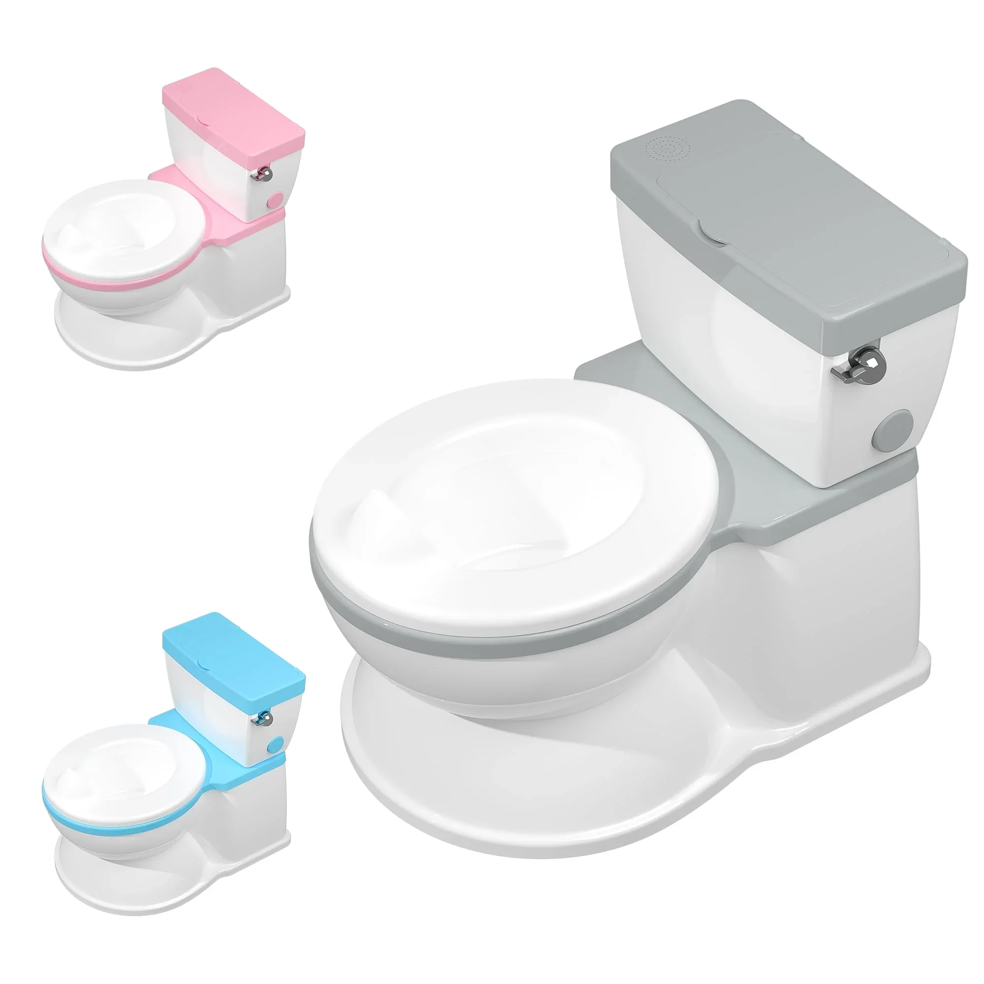 2-in-1 Toddler Potty Training Toilet with Flushing Sound,Blue – Detachable Seat for Boys & Girls, Wipes & Toilet Paper Storage, Easy Clean - Image 8