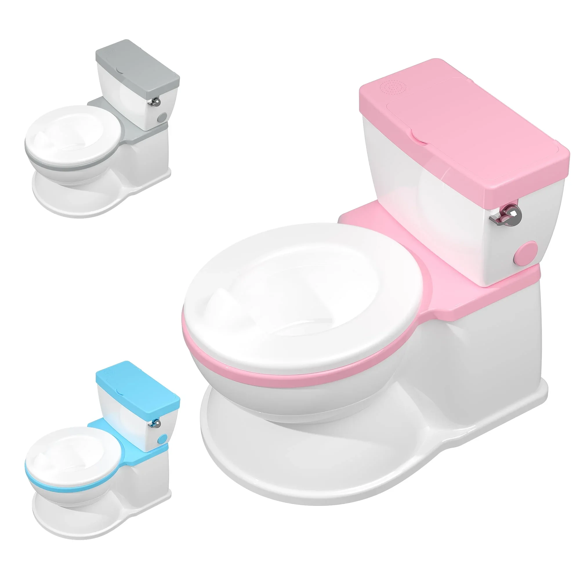 2-in-1 Toddler Potty Training Toilet with Flushing Sound,Blue – Detachable Seat for Boys & Girls, Wipes & Toilet Paper Storage, Easy Clean - Image 9