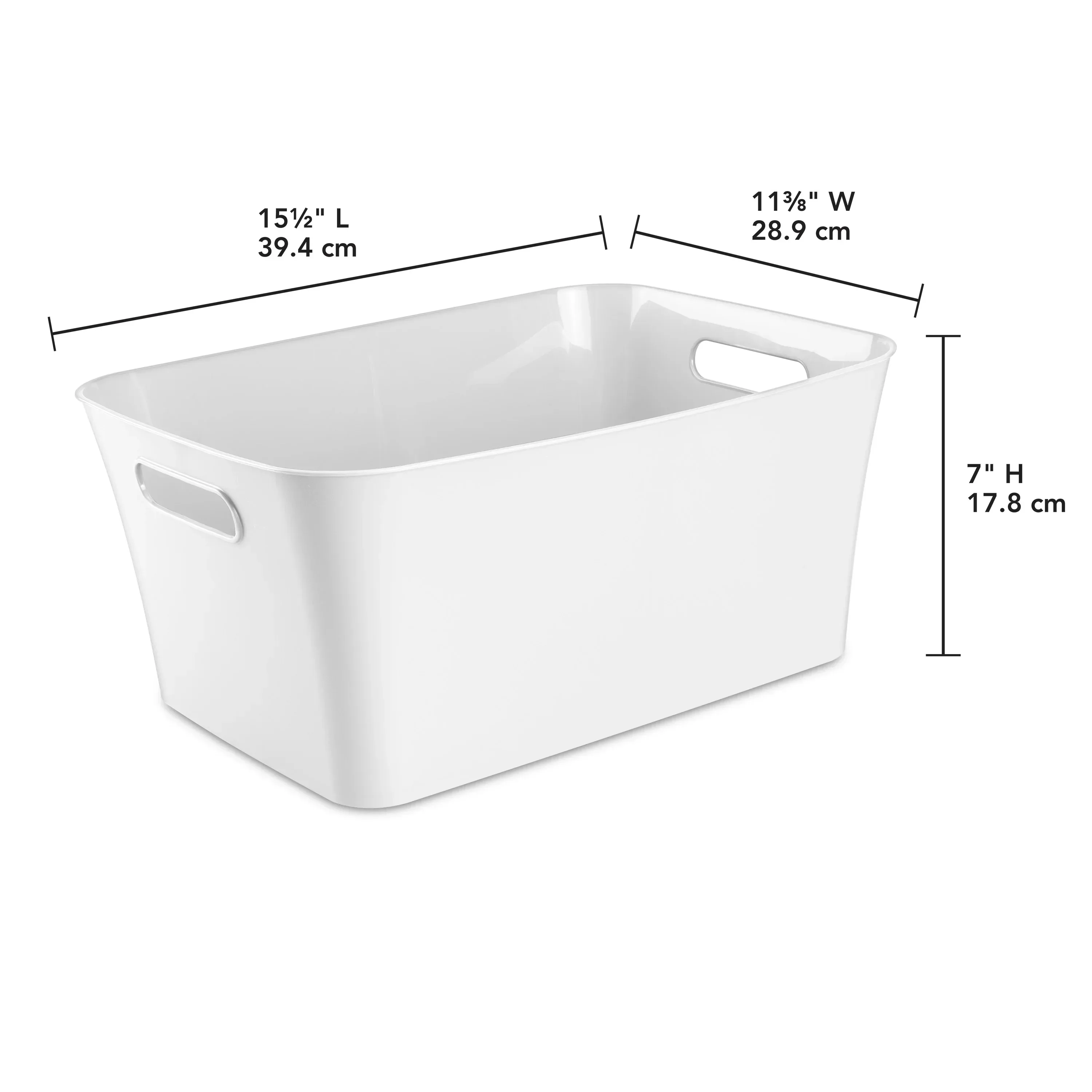 (3 pack) Mainstays Large White Plastic Storage Bin, 15.5 in x 11.4 in x 7 in - Image 4