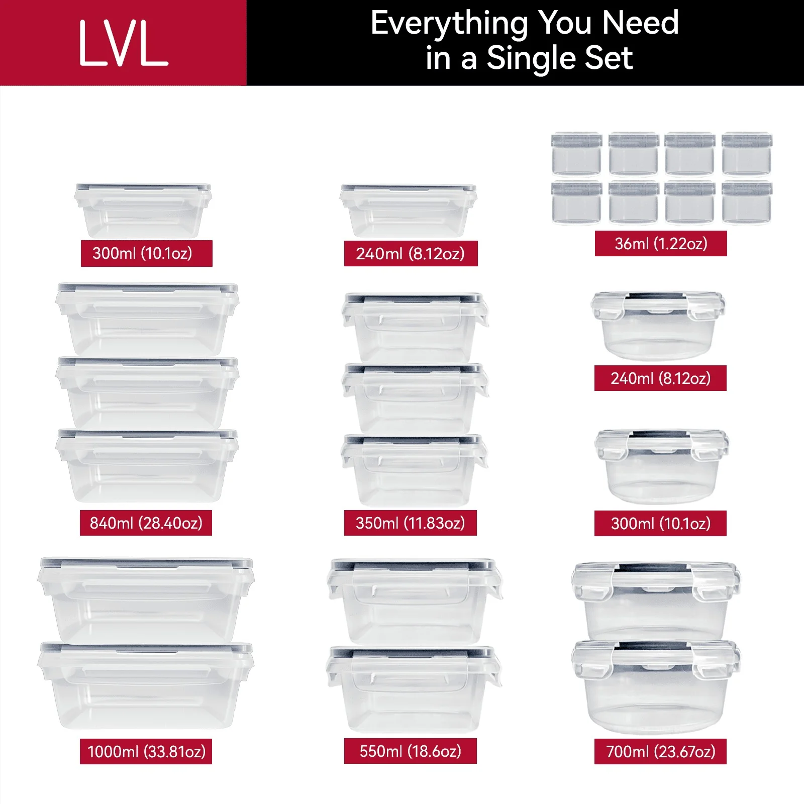 50 Pcs Food Storage Containers with Lids Airtight, Plastic Meal Prep Container for Pantry & Kitchen Organization & bento box & snack containers, BPA-Free, Leak-Proof with Labels & Marker Pen - Image 4