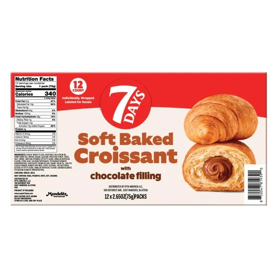 7Days Soft Baked Croissant, Chocolate Filling, 2.65 oz, 12-count - Image 3