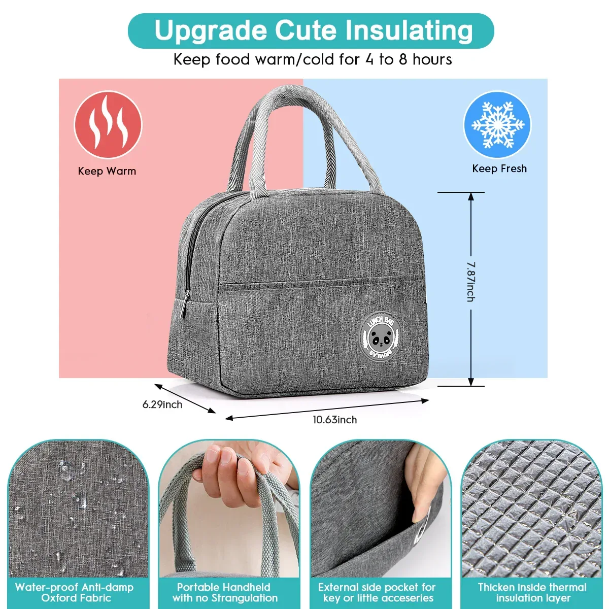 9 Pcs Stainless Steel Snack Containers with Lids and Lunch Box Bag, Grab and Go Snack Containers, Reusable 2 Compartment Stainless Steel Food Storage Containers Set for Travel & Outdoor Camping - Image 8