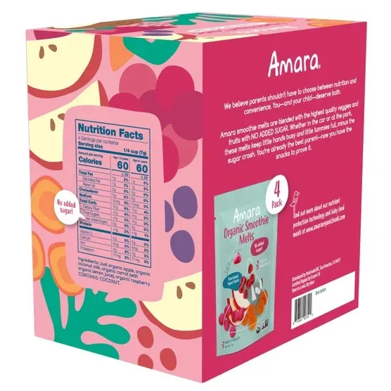 Amara Organic Yogurt Smoothie Carrot Raspberry Melts, 4 (1 oz) bag per box - Image 5