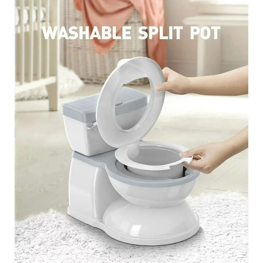 Babybond 2-in-1 Toddler Potty Training Toilet, with toilet paper holder and storage shelf, featuring flushing sound, suitable for 1-3 year old toddlers, white. - Image 3