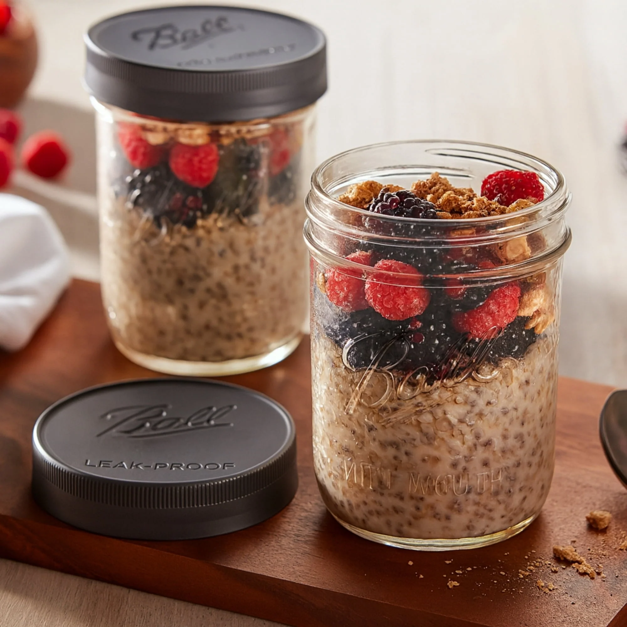 Ball 6-Pack Leakproof Plastic Mason Jar Lids - Wide Mouth, One-Piece Reusable Wide Mouth Canning Jar Lids for Meal Prep and Freezer Storage, Fits Ball Wide Mouth Mason Jars - Image 3