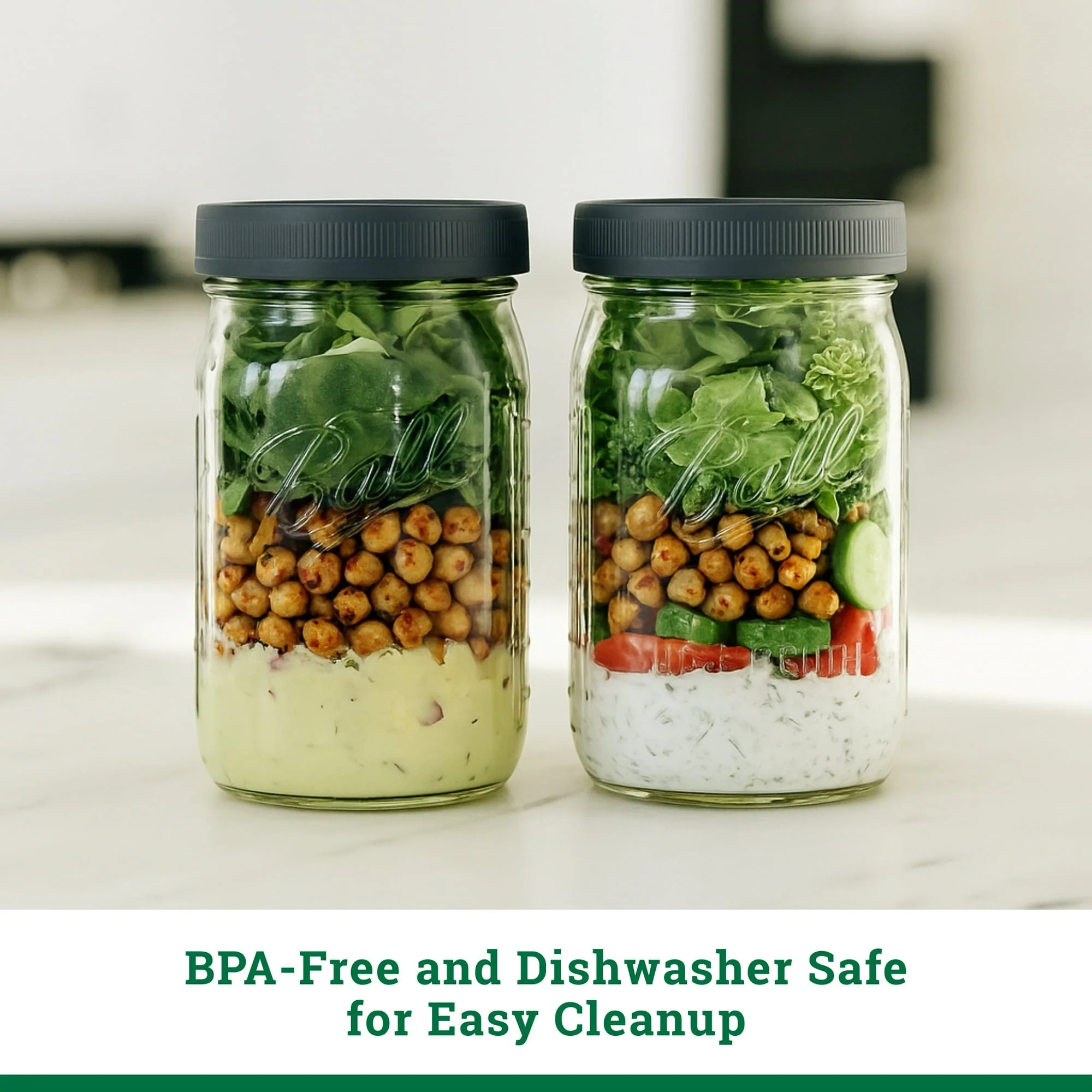 Ball 6-Pack Leakproof Plastic Mason Jar Lids - Wide Mouth, One-Piece Reusable Wide Mouth Canning Jar Lids for Meal Prep and Freezer Storage, Fits Ball Wide Mouth Mason Jars - Image 5