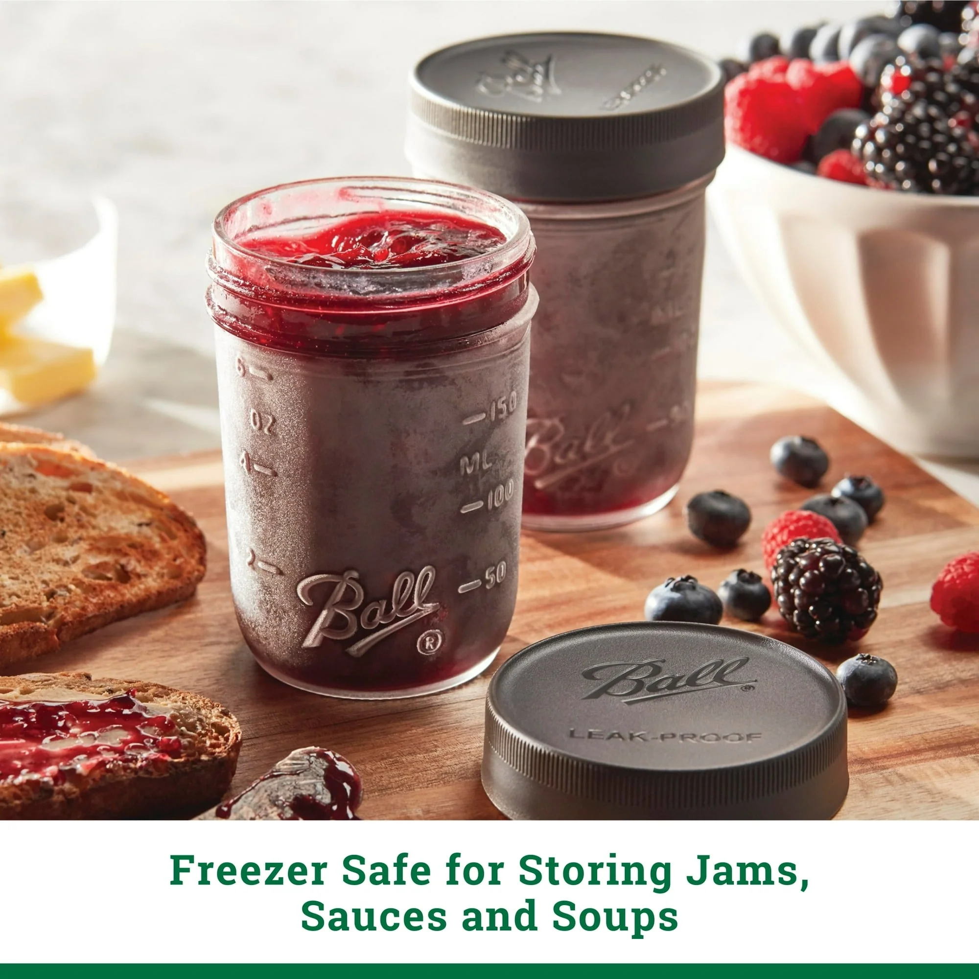 Ball 6-Pack Leakproof Plastic Mason Jar Lids - Wide Mouth, One-Piece Reusable Wide Mouth Canning Jar Lids for Meal Prep and Freezer Storage, Fits Ball Wide Mouth Mason Jars - Image 6