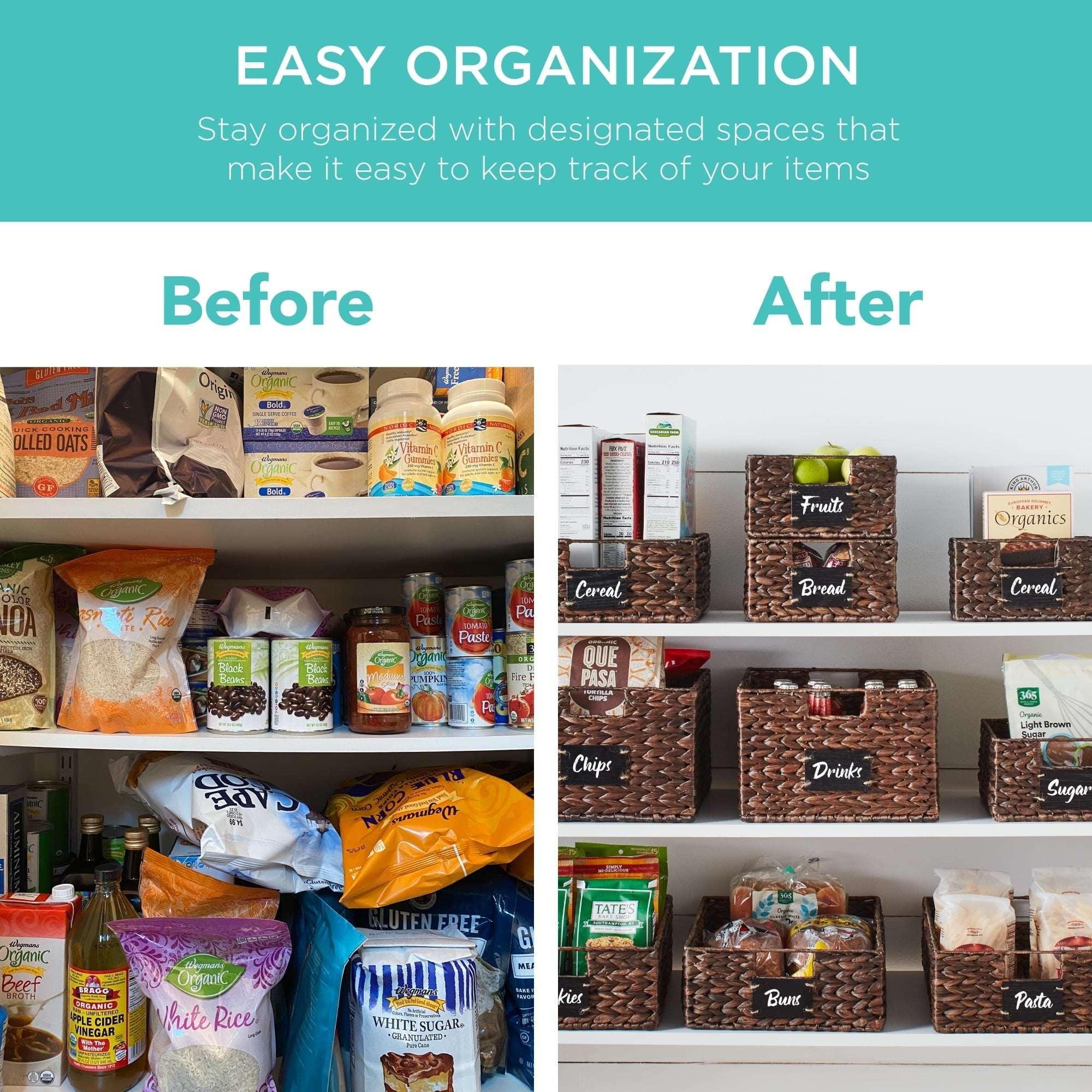 Best Choice Products Set of 4 12in Woven Water Hyacinth Pantry Baskets w/ Chalkboard Label, Chalk Marker - Image 10