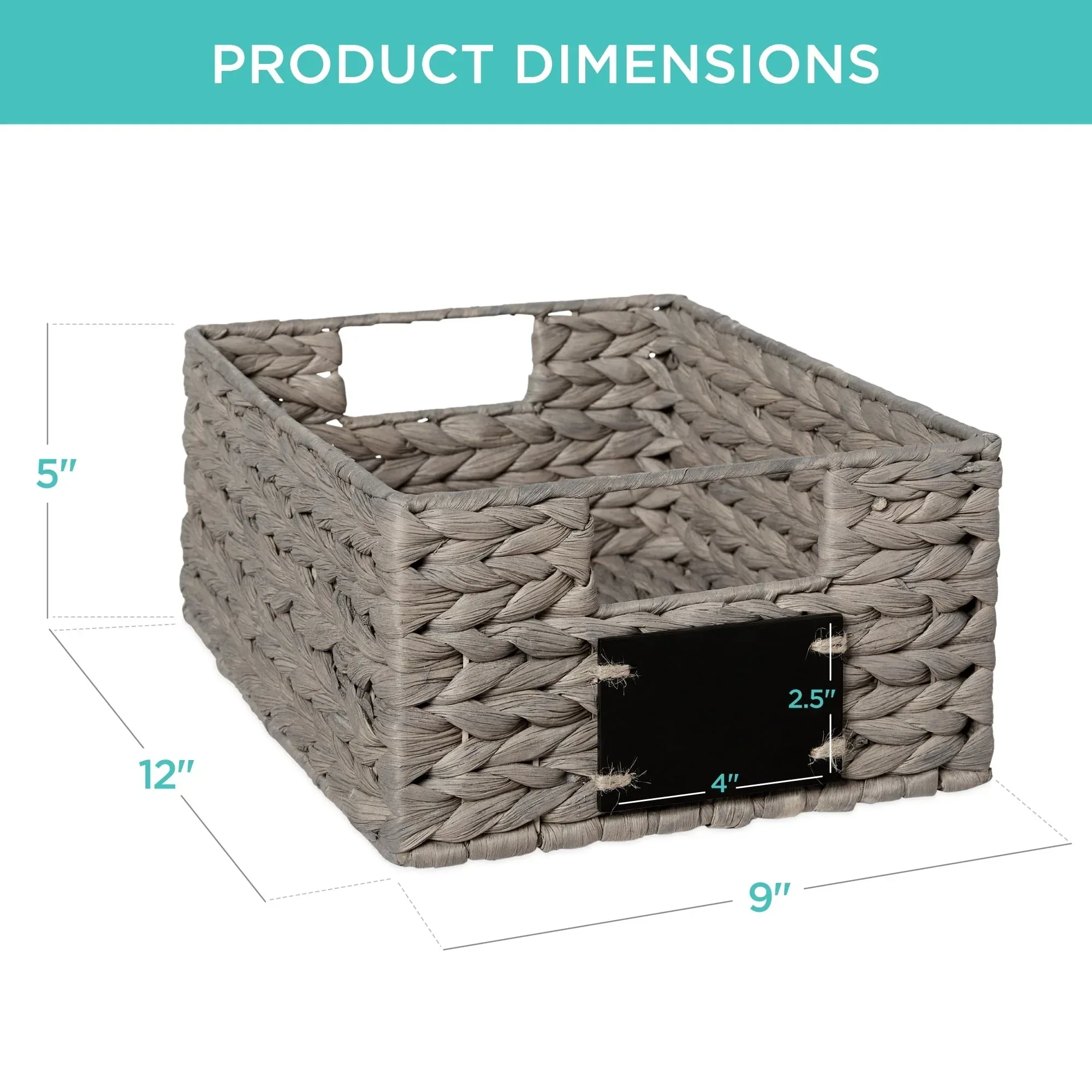 Best Choice Products Set of 4 12in Woven Water Hyacinth Pantry Baskets w/ Chalkboard Label, Chalk Marker - Image 21