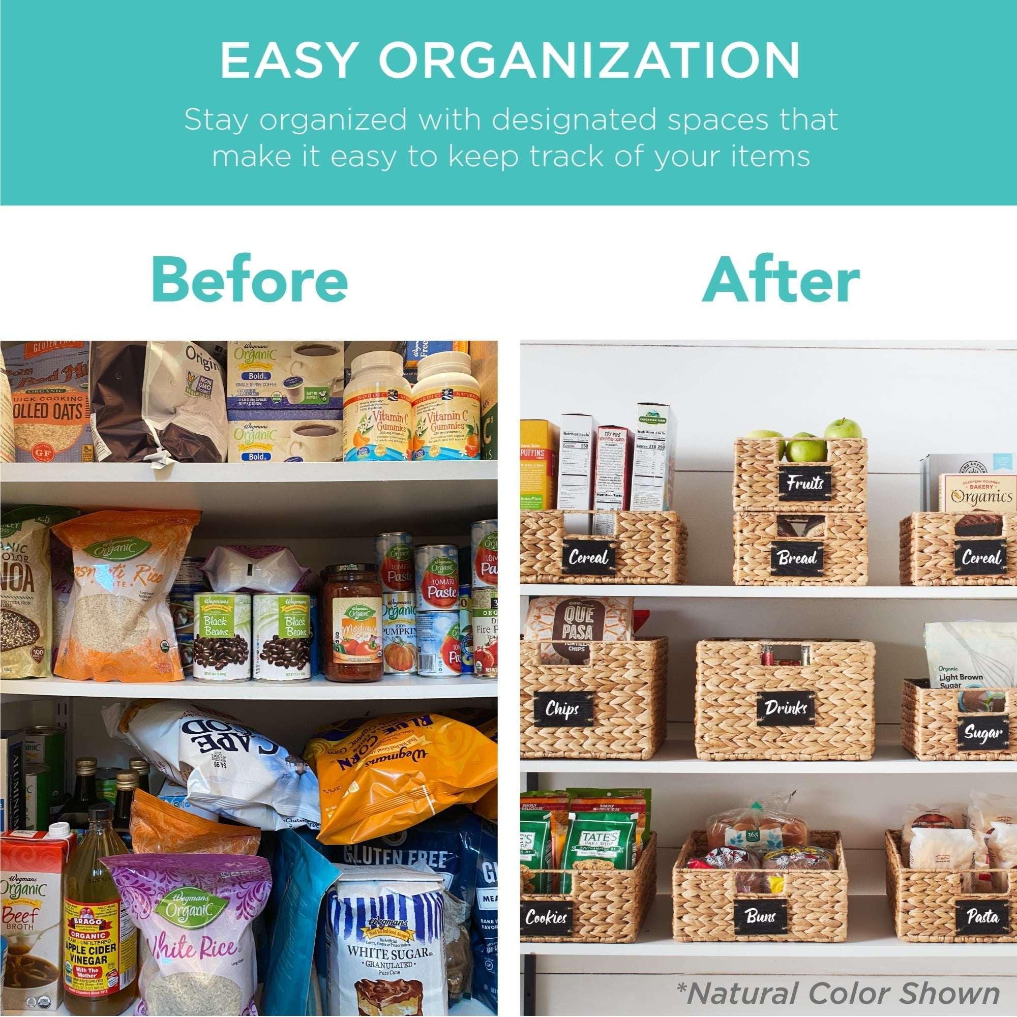 Best Choice Products Set of 4 12in Woven Water Hyacinth Pantry Baskets w/ Chalkboard Label, Chalk Marker - Image 3