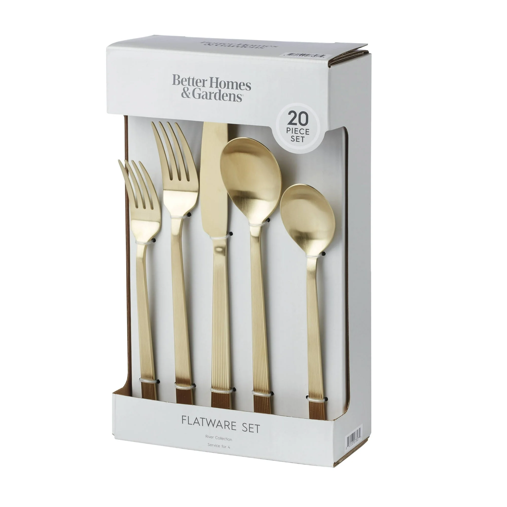 Better Homes & Gardens River 20-Piece Gold Stainless Steel Flatware Set with Handles (Service for 4) - Image 5