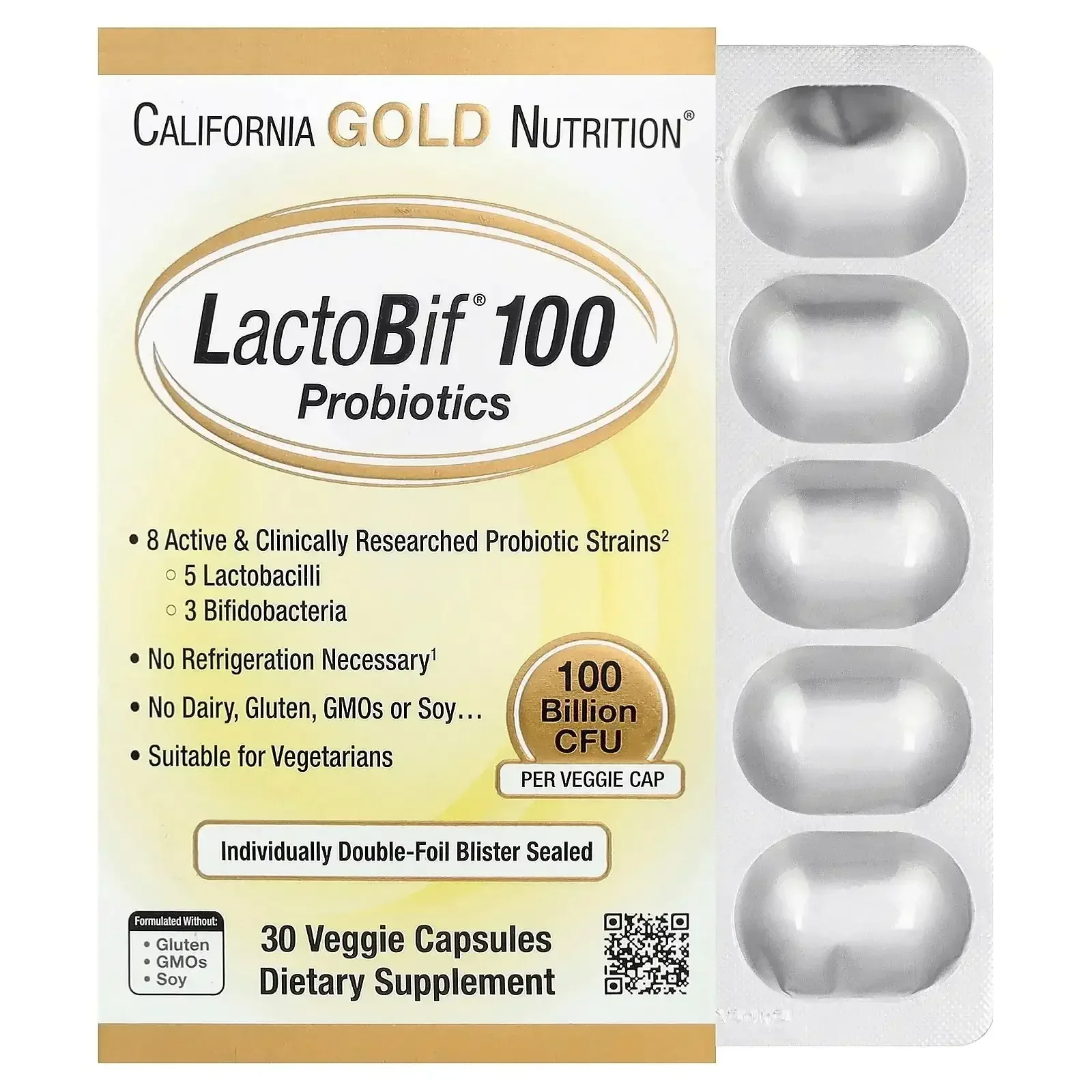 California Gold Nutrition LactoBif® 30 Probiotics, 30 Billion CFU, 60 Veggie Capsules - Image 11