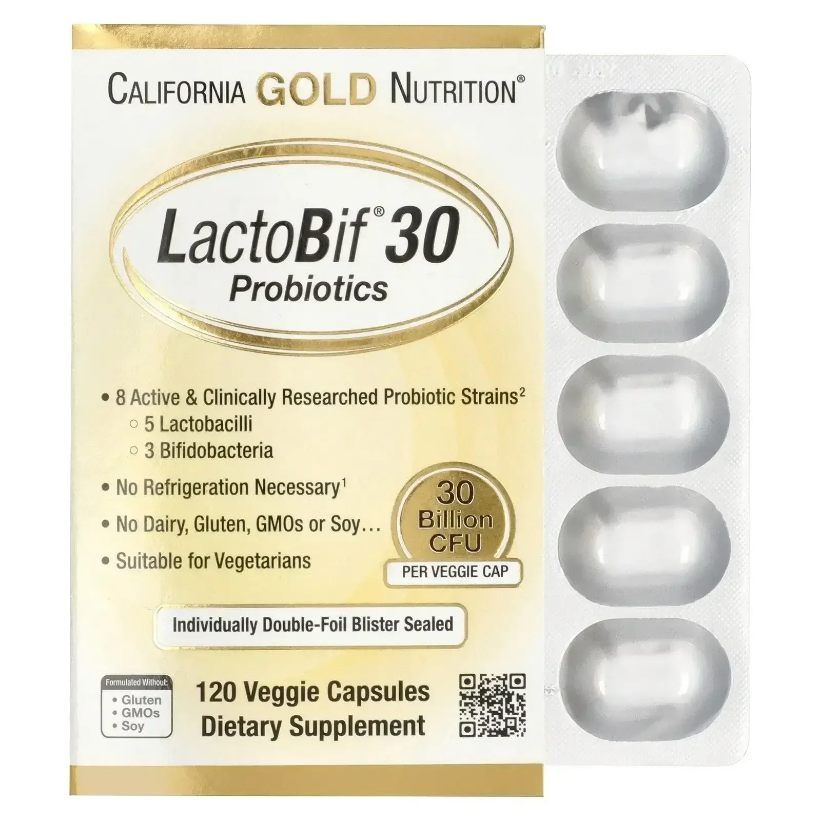 California Gold Nutrition LactoBif® 30 Probiotics, 30 Billion CFU, 60 Veggie Capsules - Image 7