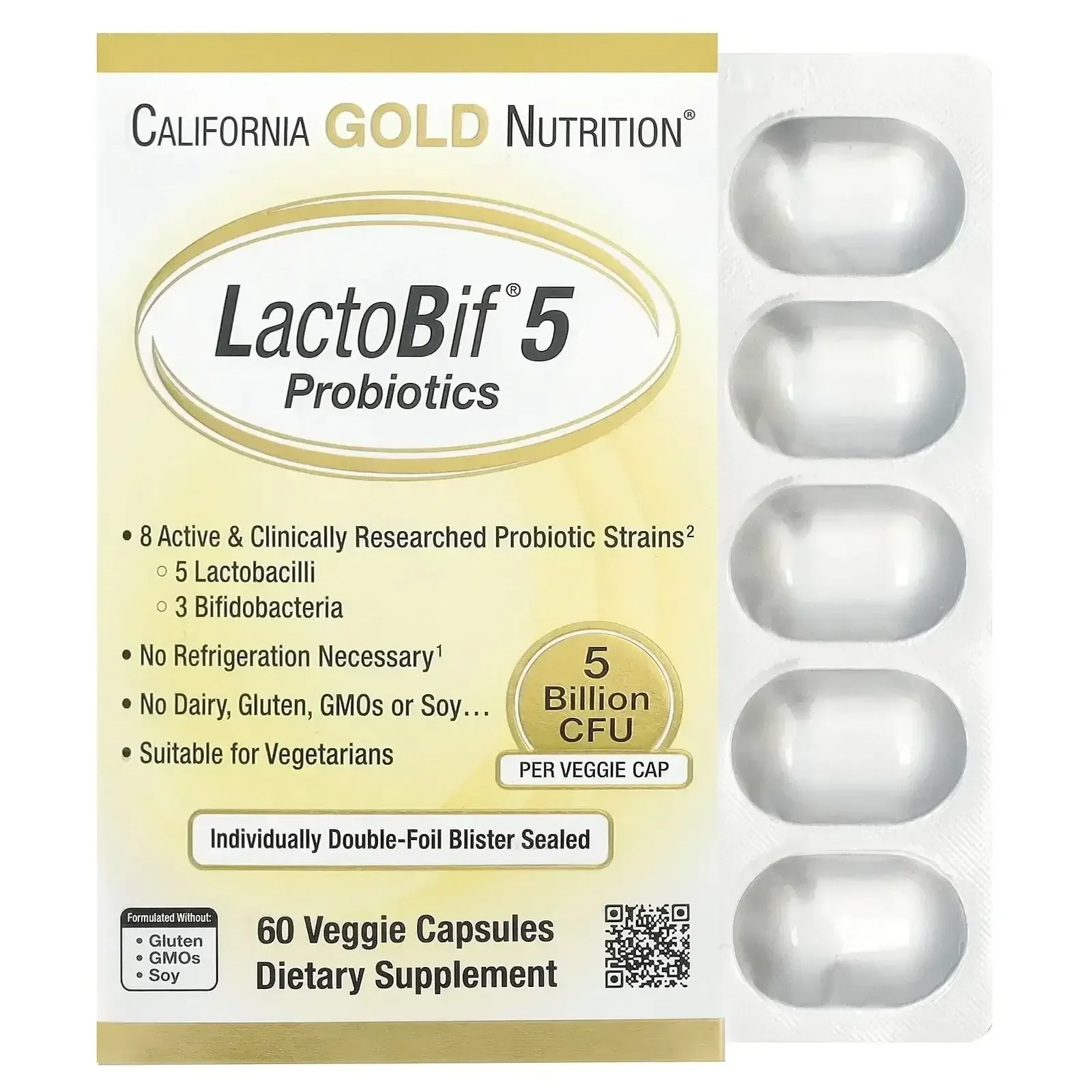 California Gold Nutrition LactoBif® 30 Probiotics, 30 Billion CFU, 60 Veggie Capsules - Image 8