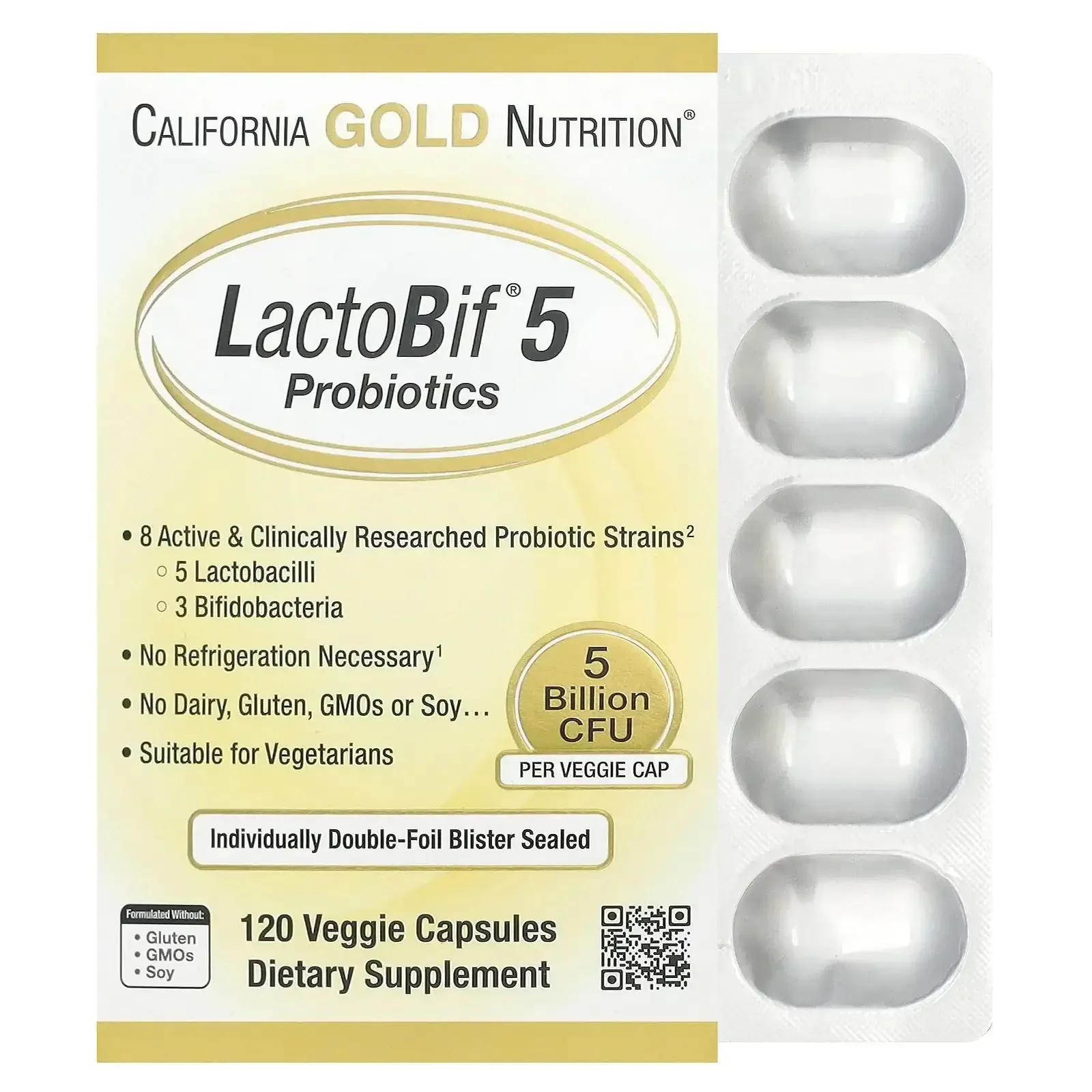 California Gold Nutrition LactoBif® 30 Probiotics, 30 Billion CFU, 60 Veggie Capsules - Image 9