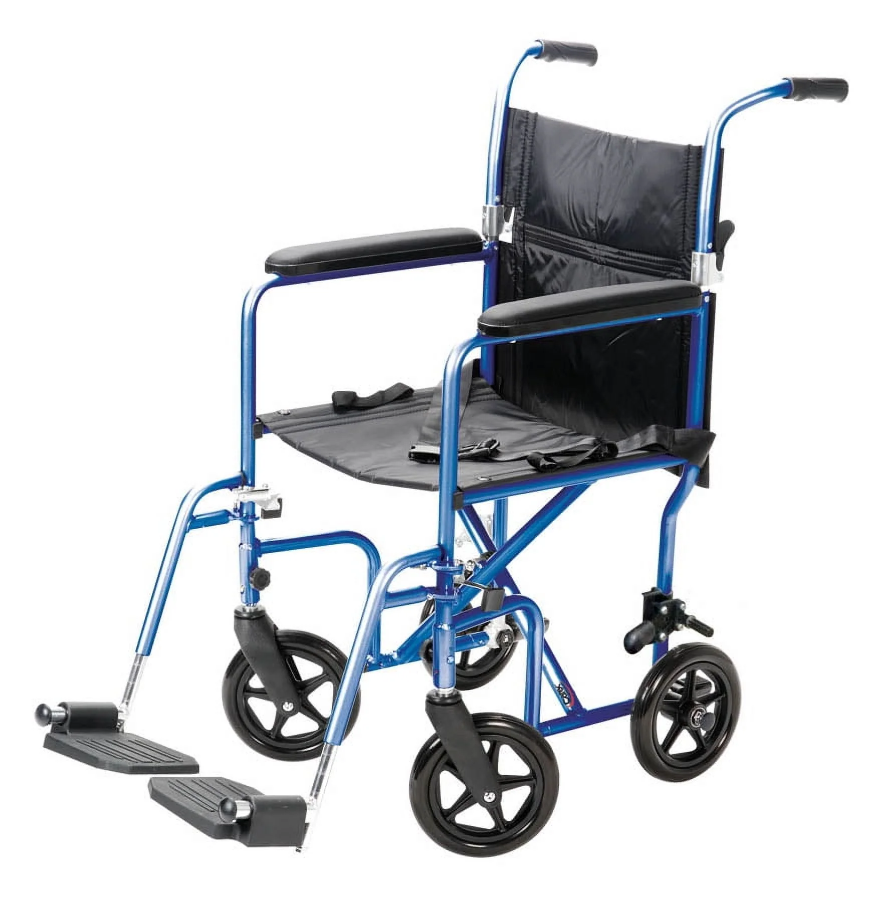 Carex Steel Transport Chair with 19" Seat, Swing-Away Footrests, Blue, 300 lb Weight Capacity - Image 9
