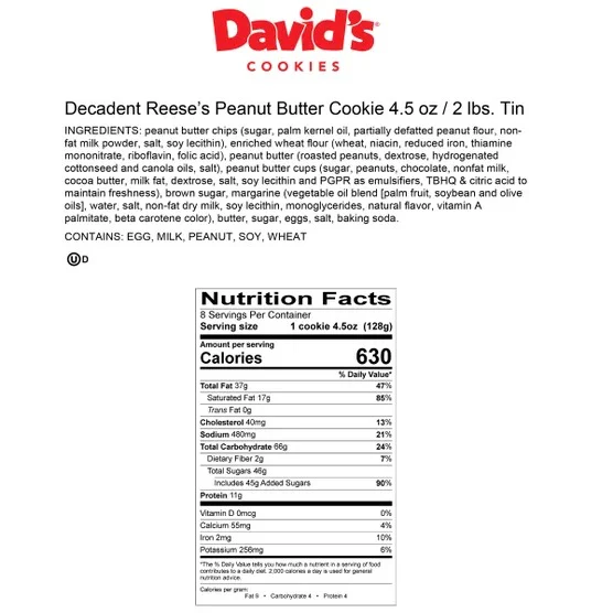 David’s Cookies Decadent Triple Chocolate made with mini Hershey’s Kisses and Reese’s Peanut Butter Cup Cookies Tin – 2 Count - Image 6
