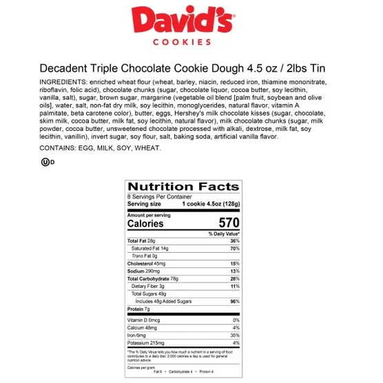 David’s Cookies Decadent Triple Chocolate made with mini Hershey’s Kisses and Reese’s Peanut Butter Cup Cookies Tin – 2 Count - Image 7