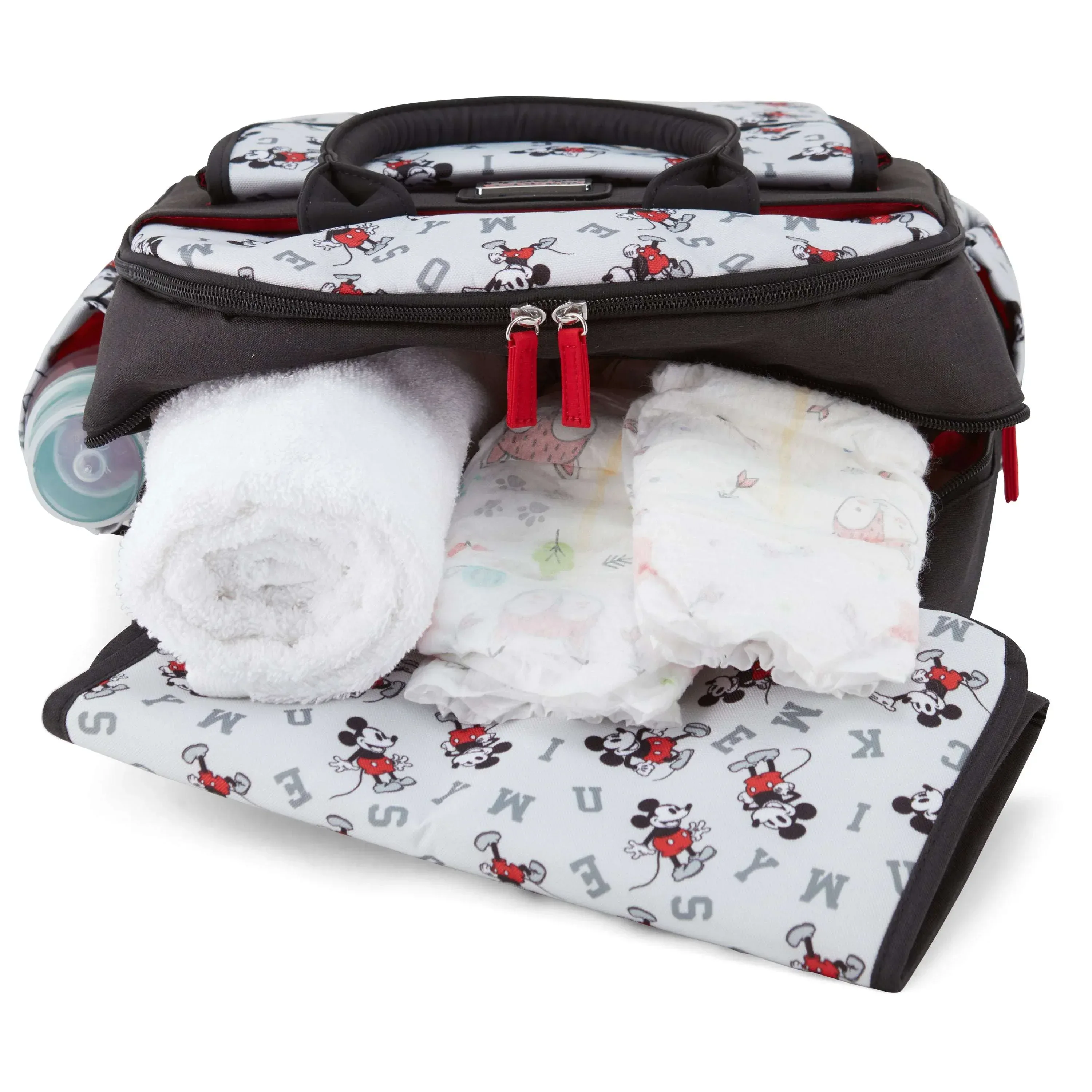 Disney Baby Diaper Bag, Black and Red Mickey, 16 Inch - Image 4