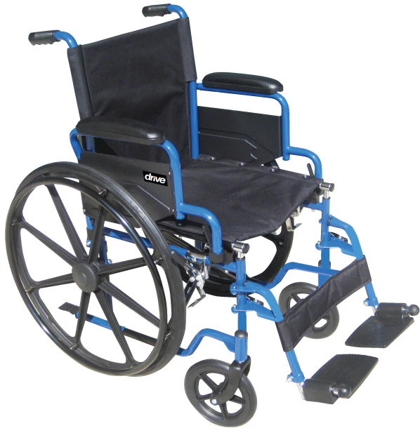 Drive Medical Blue Streak Wheelchair with Flipback Desk Arms, Elevating Leg Rests, 18" Seat, Steel Frame - Image 3