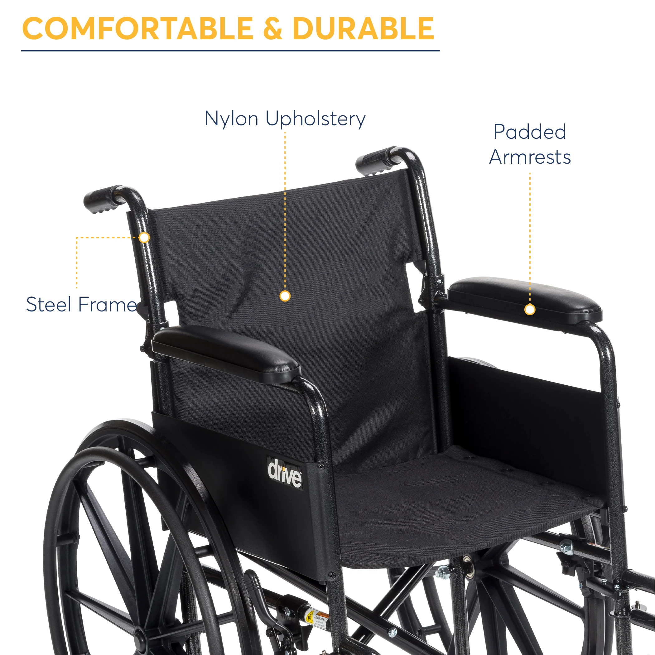 Drive Medical Silver Sport 1 Wheelchair with Full Arms and Swing away Removable Footrest - Image 4
