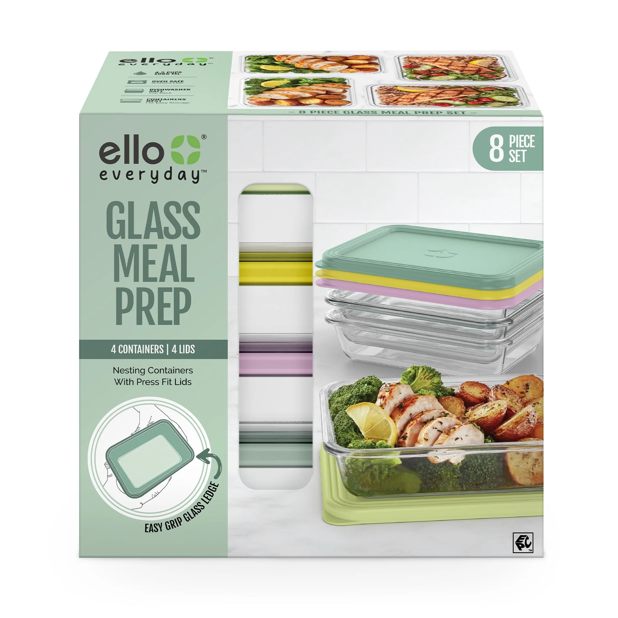 Ello Everyday 4.5 Cup 8PC Glass Meal Prep Set - Image 7
