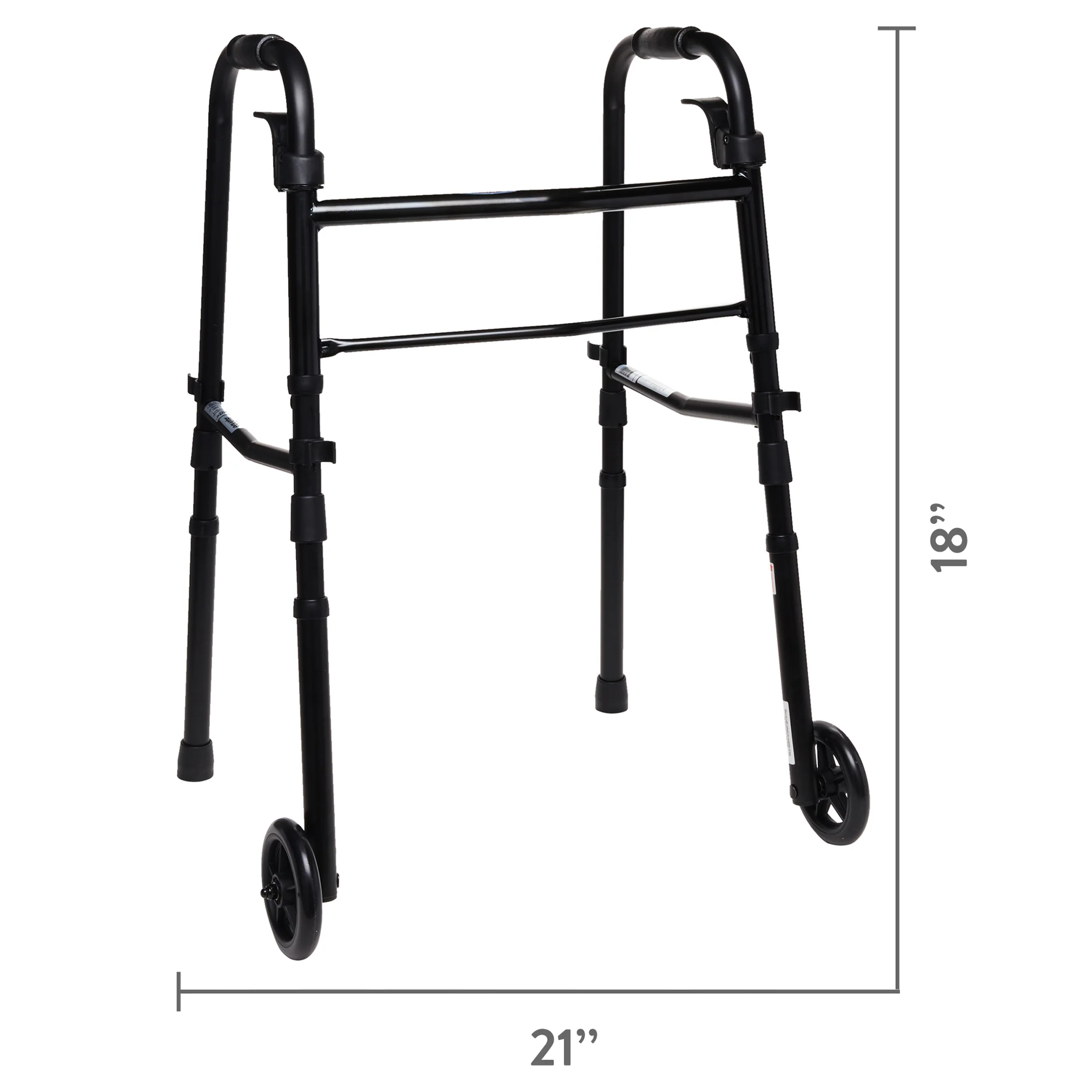Equate Folding Walker with 5-Inch Wheels, Black – 350 lb Weight Capacity - Image 3