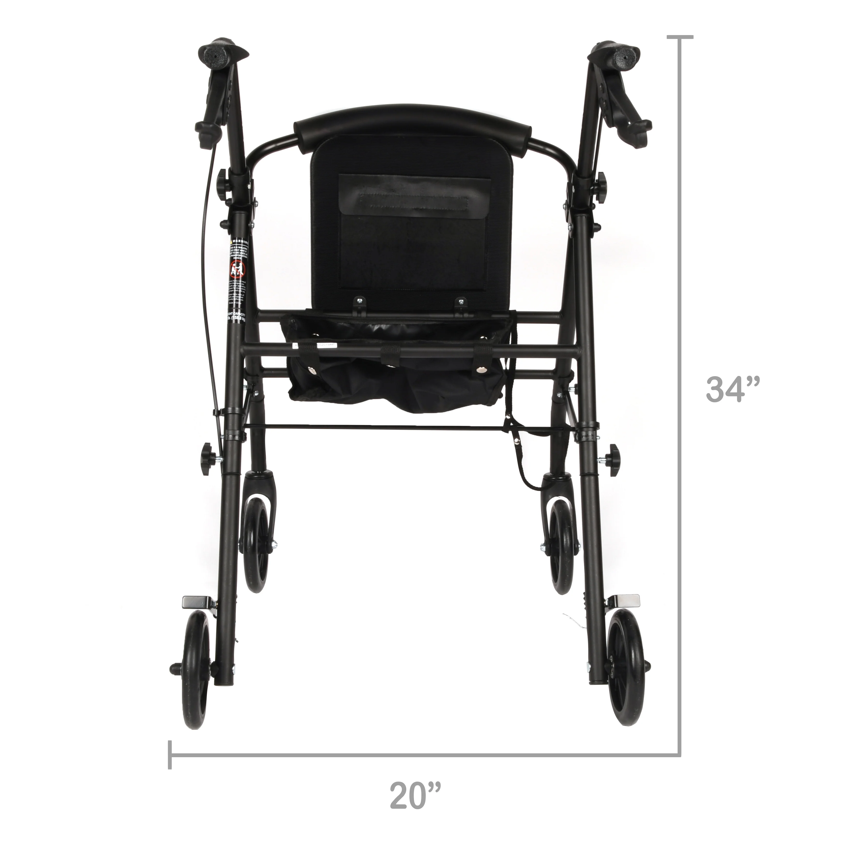 Equate Rolling Walker for Seniors, Rollator with Seat and Wheels, Black, 350 lb Capacity - Image 6