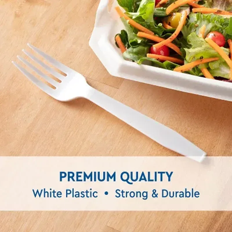 White Plastic Forks, Heavyweight (600 Ct.) - Image 3