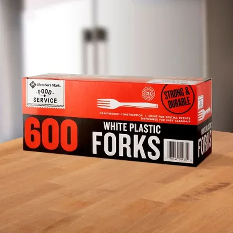 White Plastic Forks, Heavyweight (600 Ct.) - Image 6