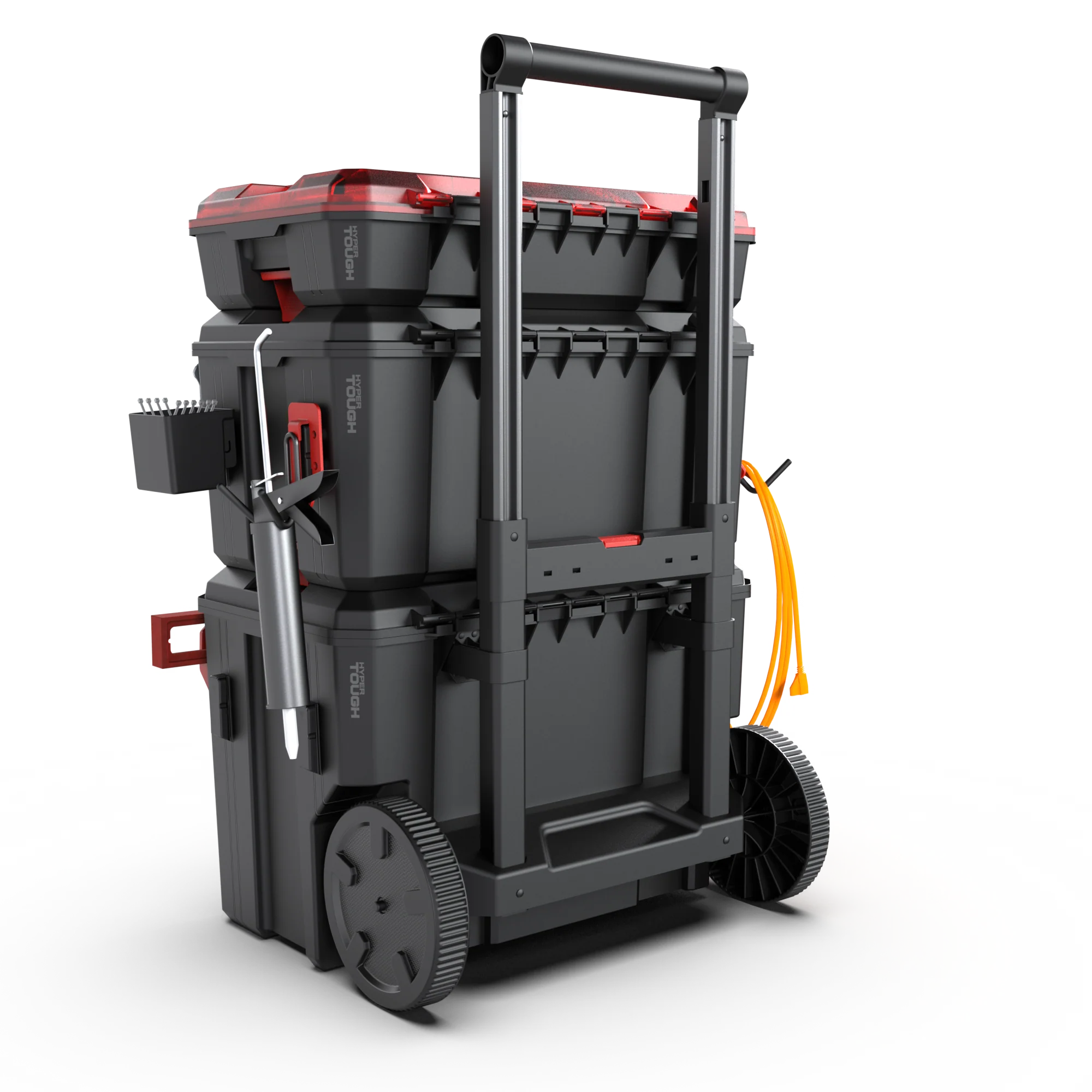 Hyper Tough Hyper Stack Heavy Duty 3 Piece Modular Rolling Toolbox System, Black - Image 10