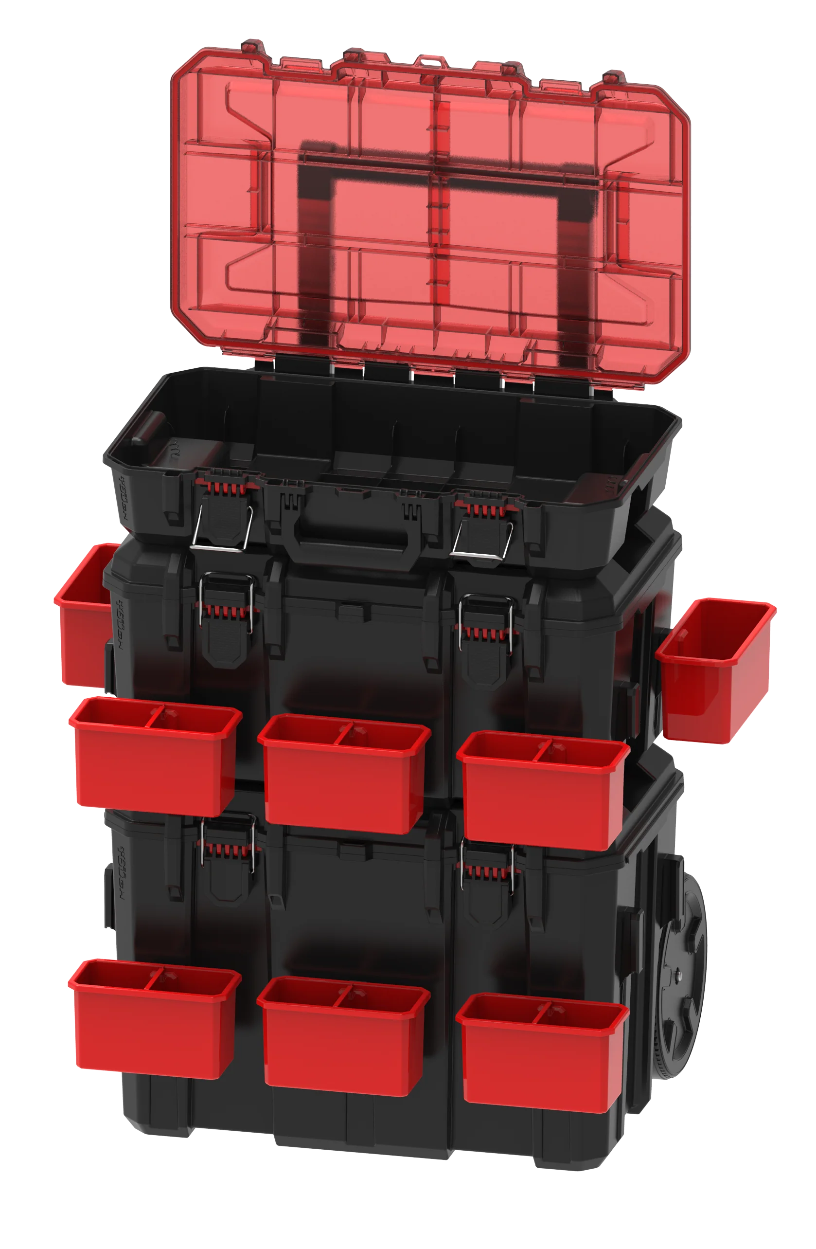 Hyper Tough Hyper Stack Heavy Duty 3 Piece Modular Rolling Toolbox System, Black - Image 3