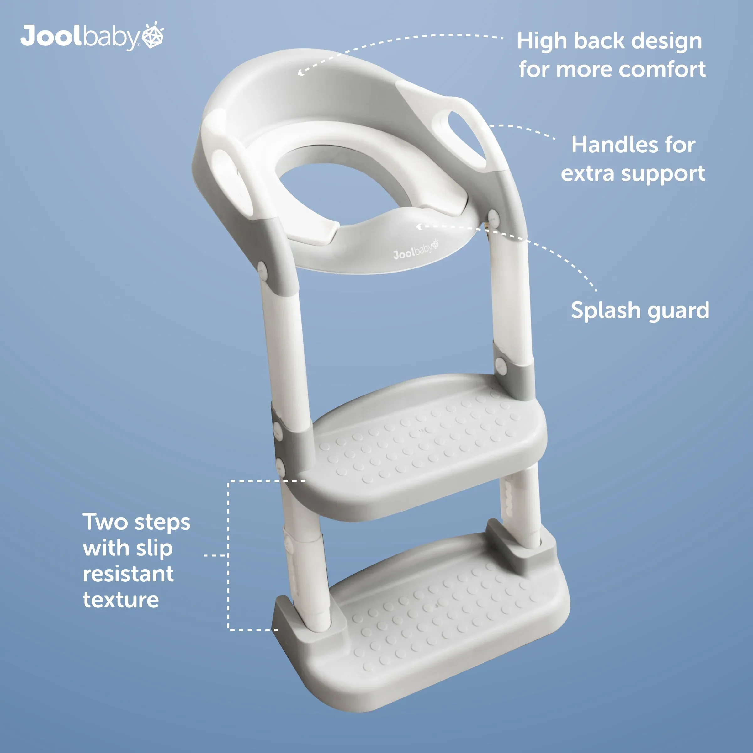 Jool Baby Potty Training Seat with 2 Step Ladder for Toddlers – Splash Guard, Adjustable Height (Gray) - Image 5