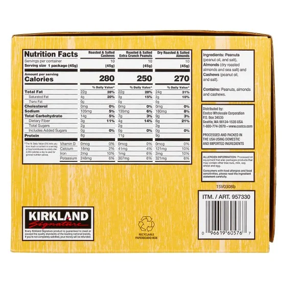 Kirkland Signature Snacking Nuts, Variety Pack, 1.6 oz, 30-count - Image 4