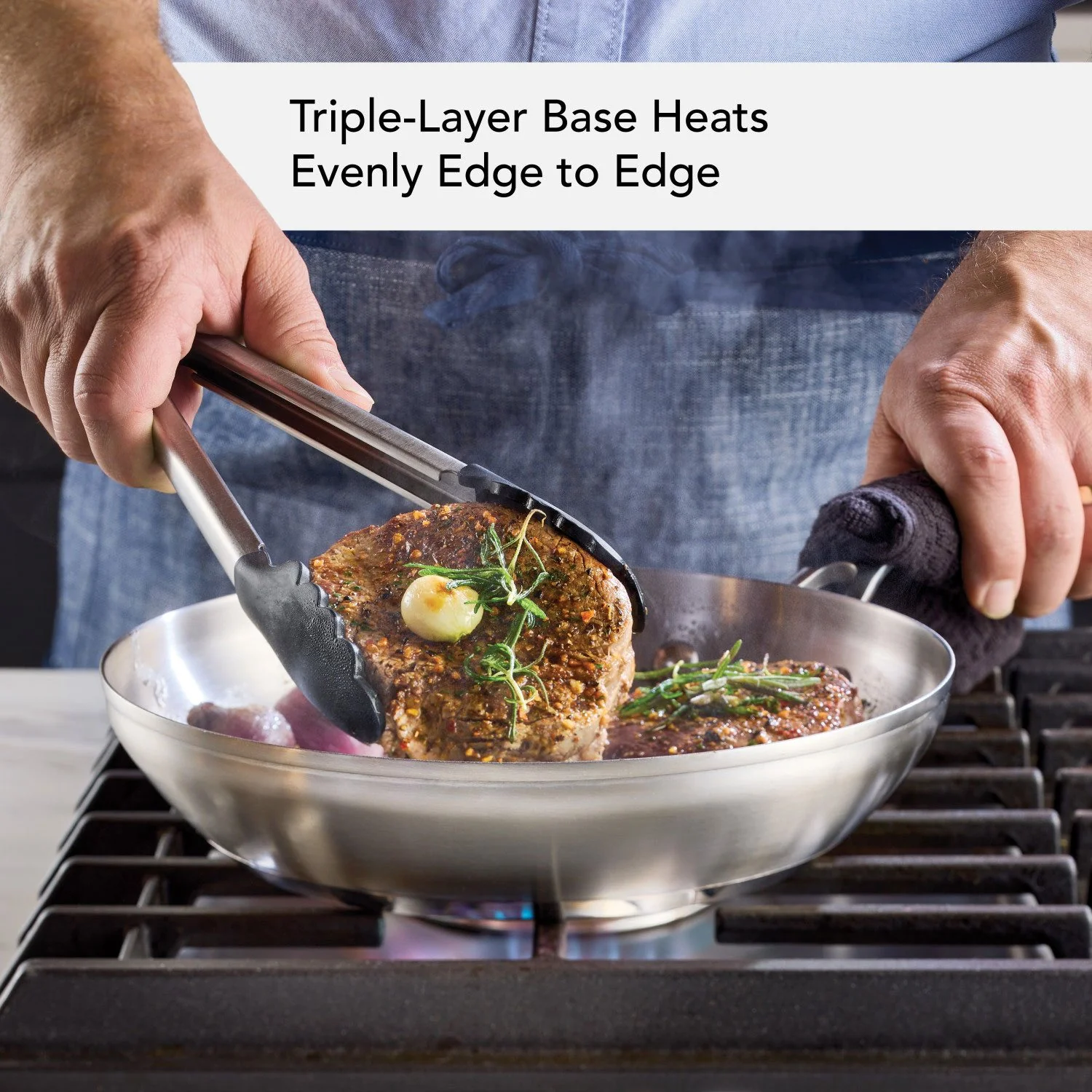 KitchenAid 3-Ply Base Stainless Steel Cookware Induction 2-Piece Fry Pans Set, Brushed Stainless Steel - Image 5