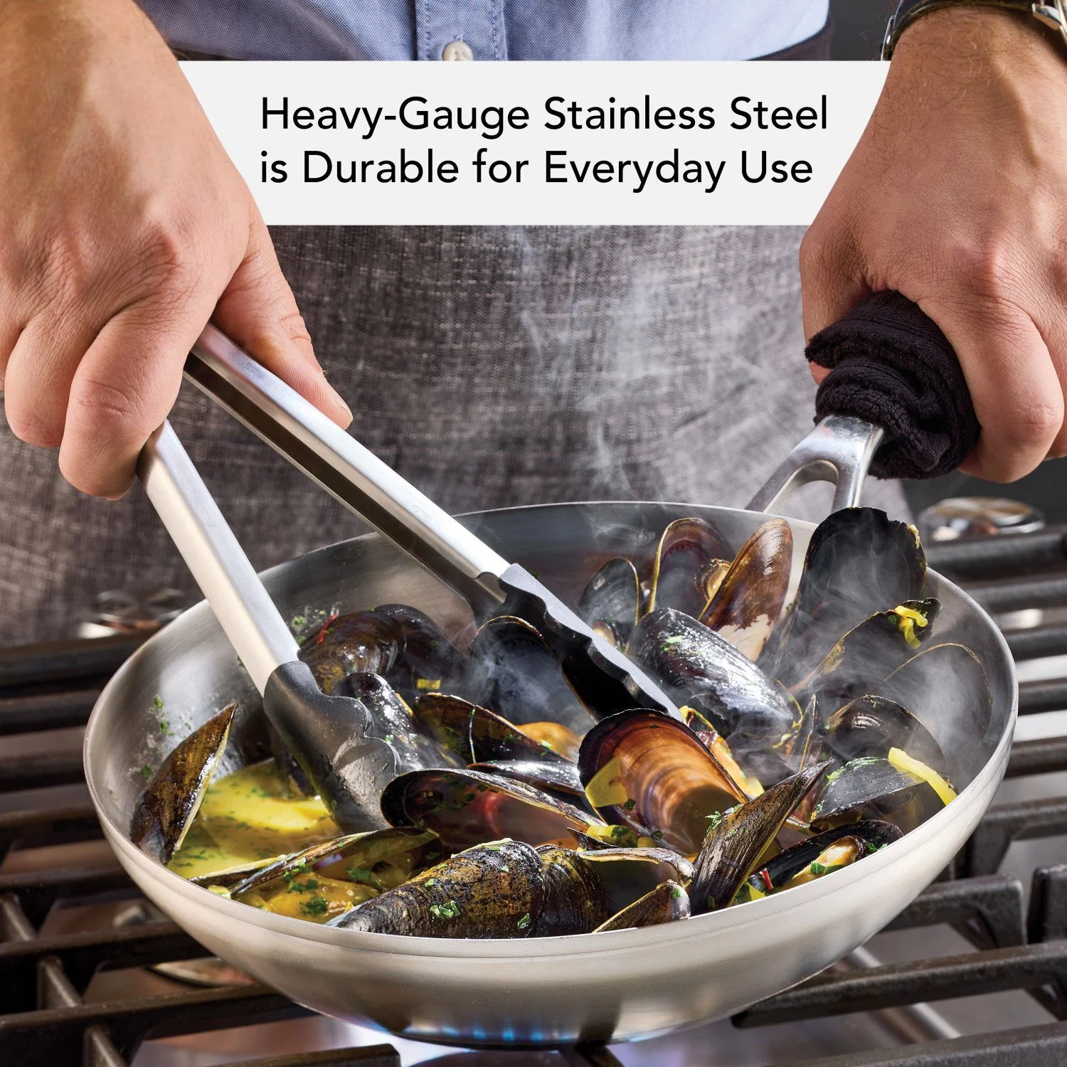 KitchenAid 3-Ply Base Stainless Steel Cookware Induction 2-Piece Fry Pans Set, Brushed Stainless Steel - Image 6