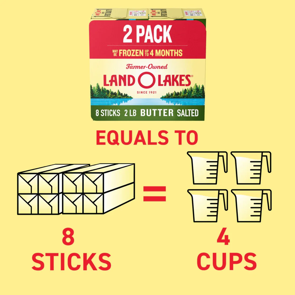 Land O Lakes Salted Butter, 8 Sticks, 2-1 lb Packs - Image 4