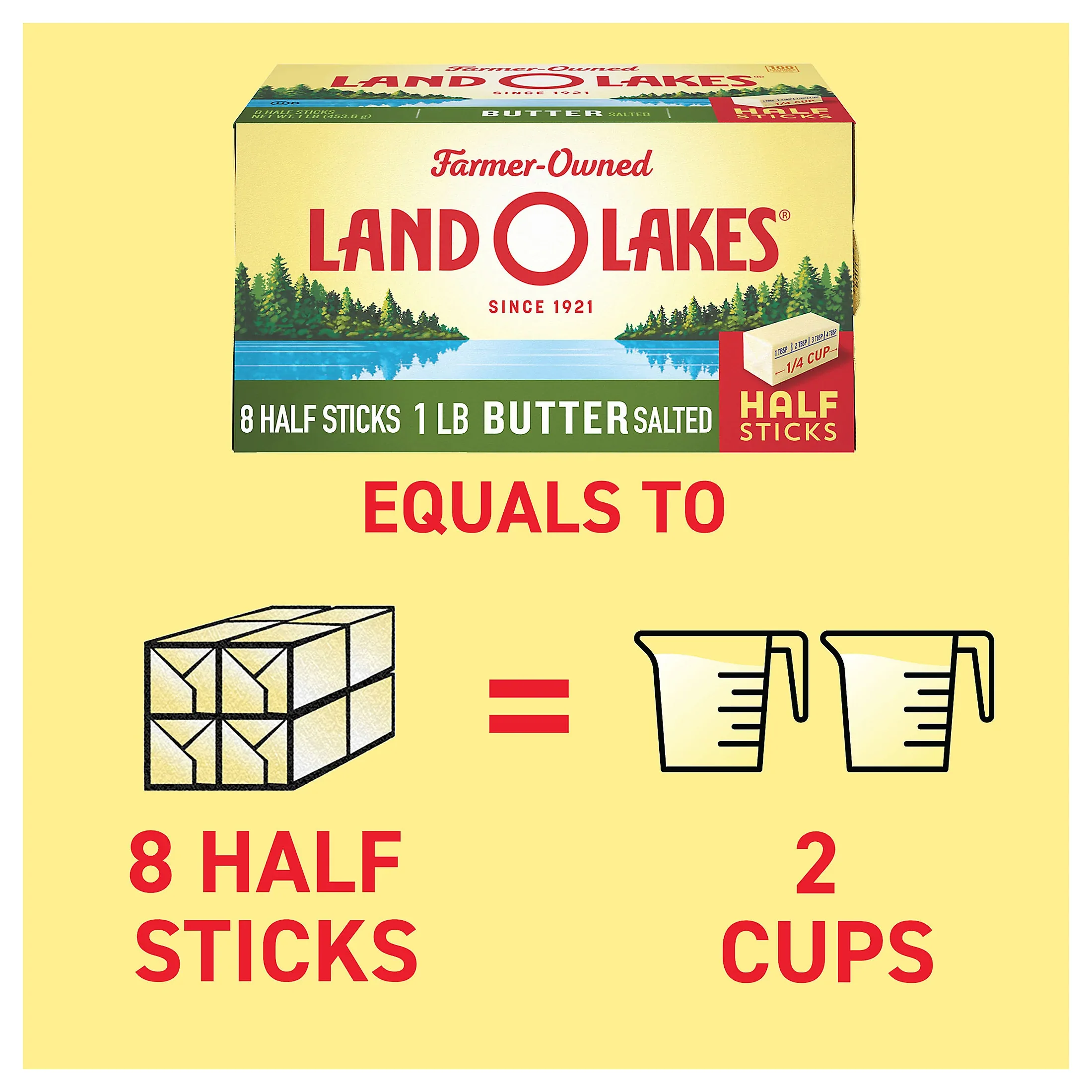 Land O Lakes Salted Butter in Half Sticks, 8 Half Sticks, 1 lb Pack - Image 3