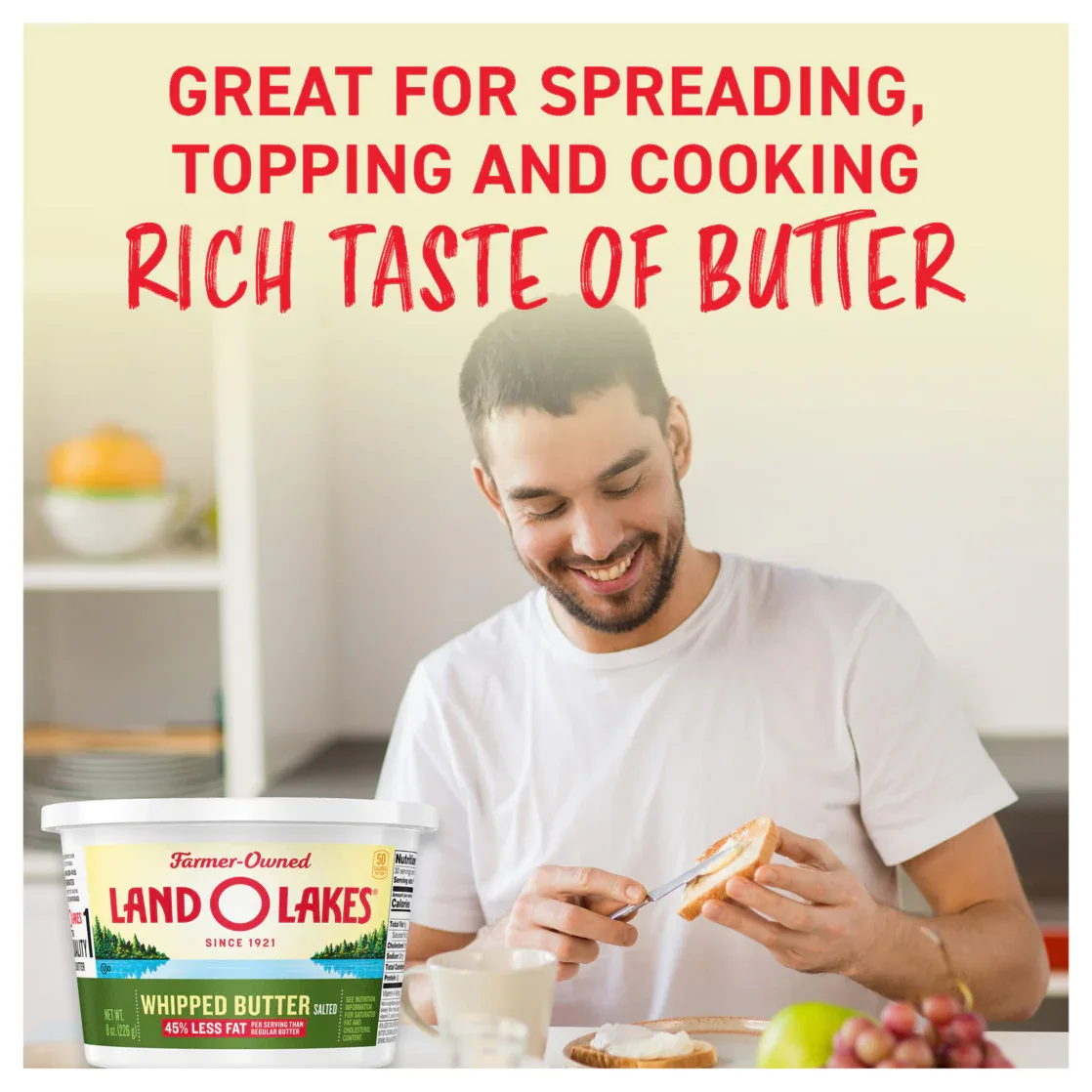 Land O Lakes Salted Whipped Butter, Spreadable, 8 oz Tub - Image 4
