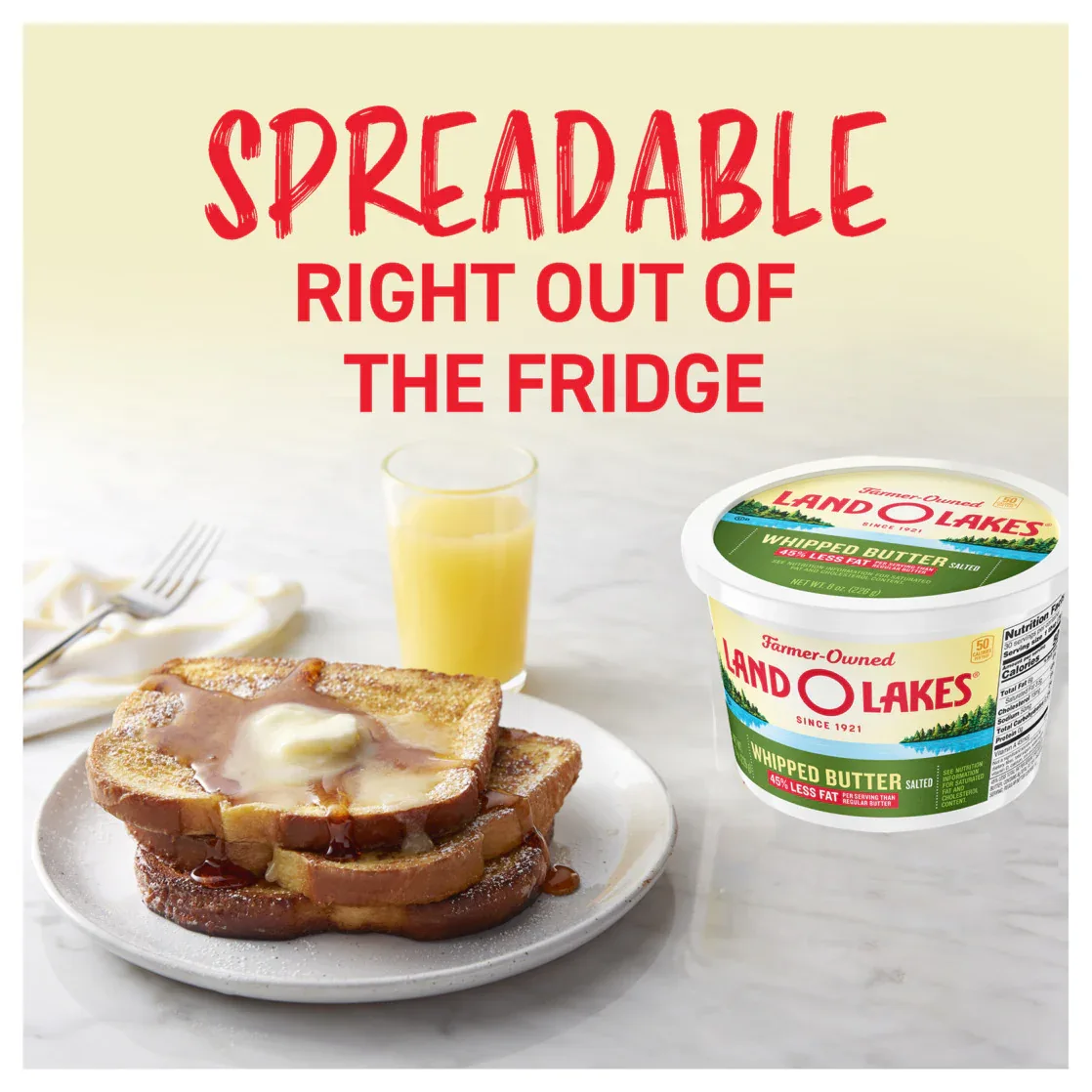 Land O Lakes Salted Whipped Butter, Spreadable, 8 oz Tub - Image 7