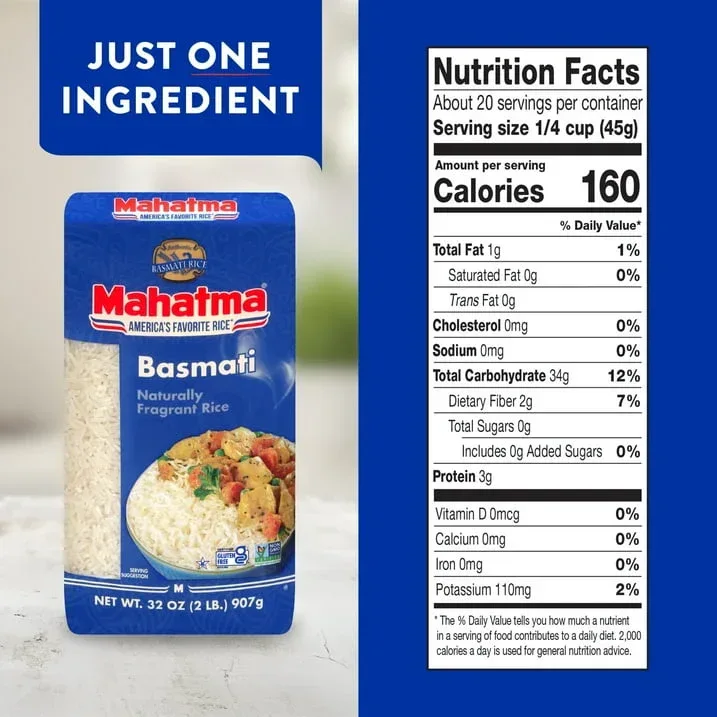 Mahatma Basmati White Rice, Fragrant Extra Long Grain, Gluten Free, 2 lb Bags - Image 4