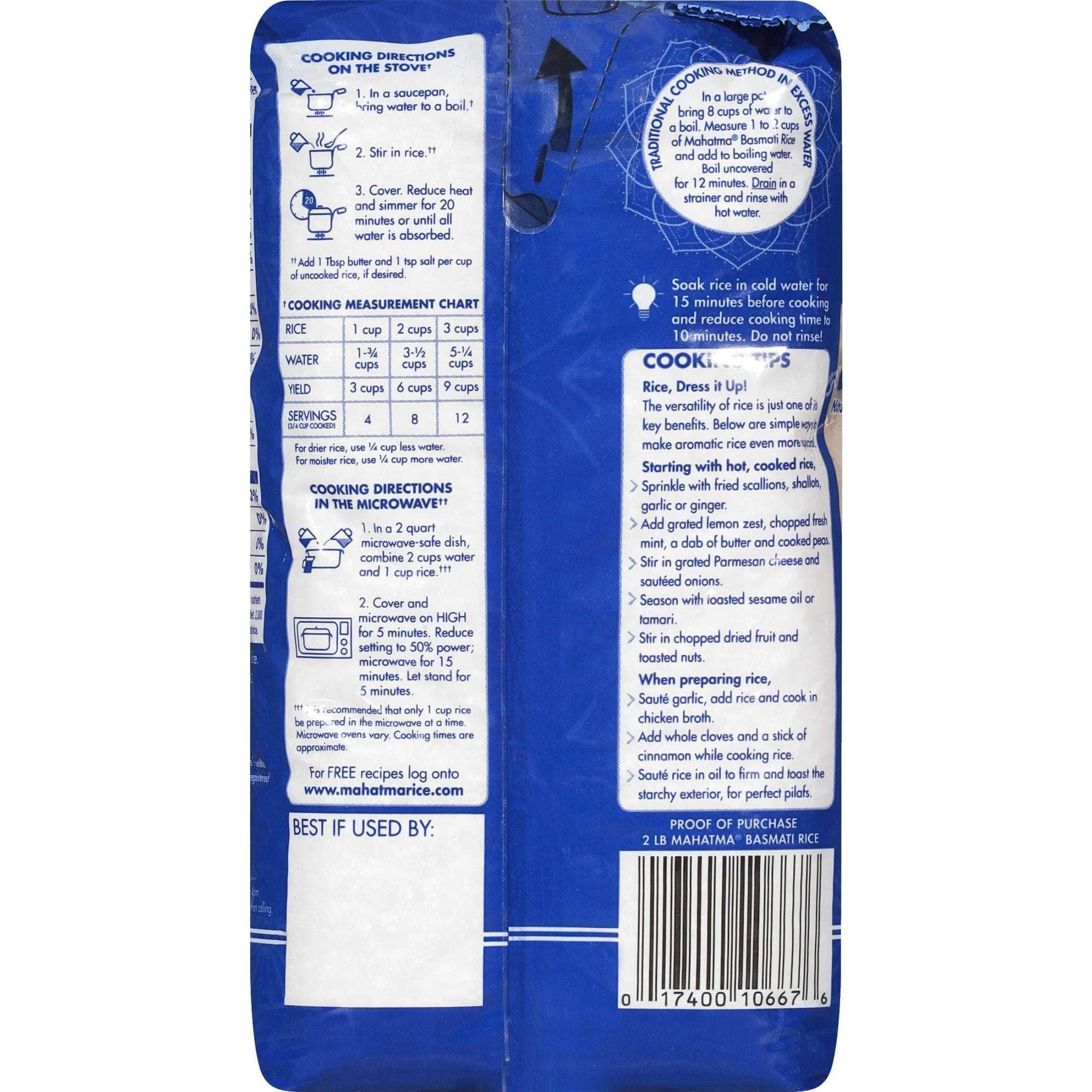 Mahatma Basmati White Rice, Fragrant Extra Long Grain, Gluten Free, 2 lb Bags - Image 5