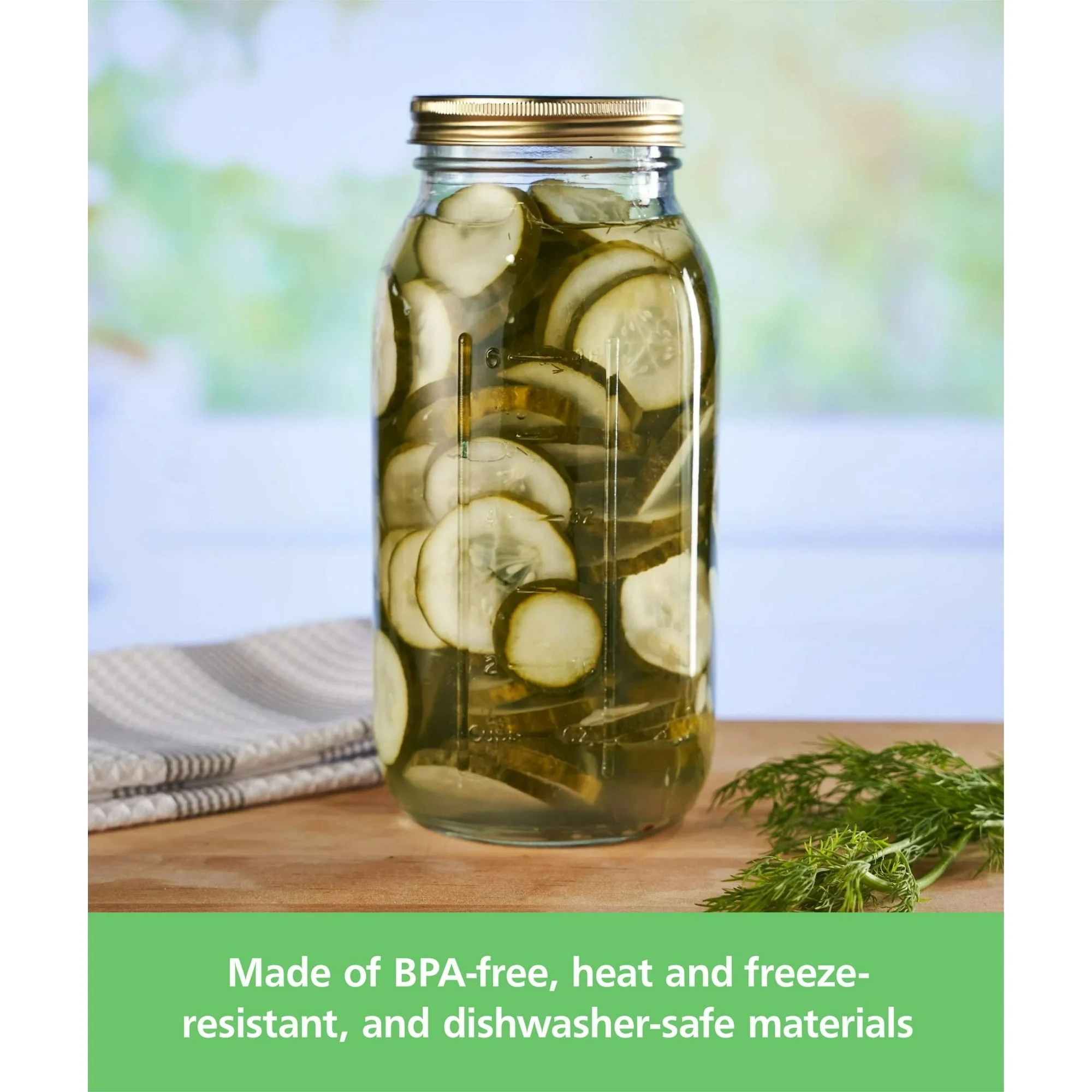 Mainstays 64 oz Mason Jars, Wide Mouth Half Gallon Canning Jars with Lids and Rings, 6-Pack Extra Large Glass Jars for Home Canning and Pantry Storage - Image 4