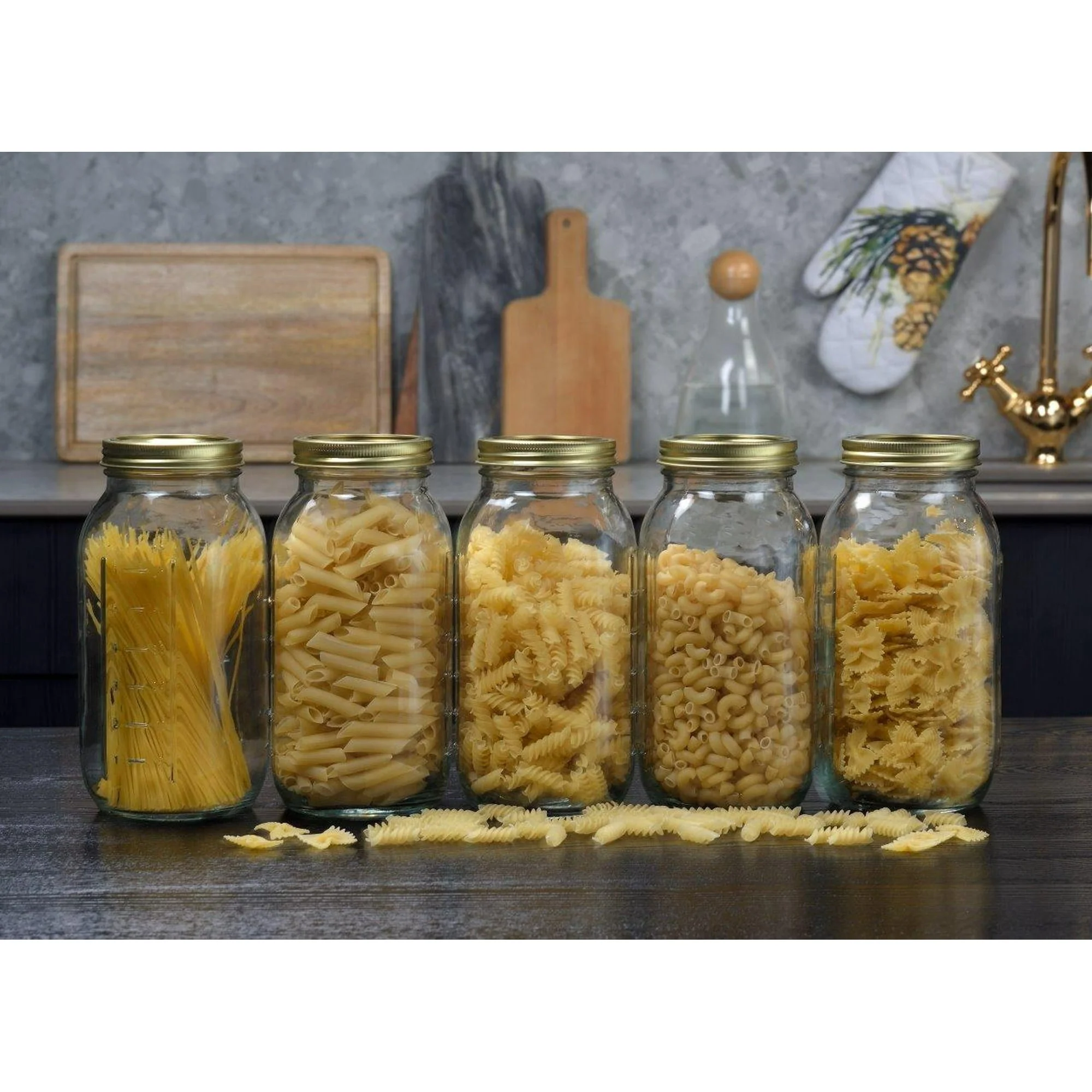 Mainstays 64 oz Mason Jars, Wide Mouth Half Gallon Canning Jars with Lids and Rings, 6-Pack Extra Large Glass Jars for Home Canning and Pantry Storage - Image 5