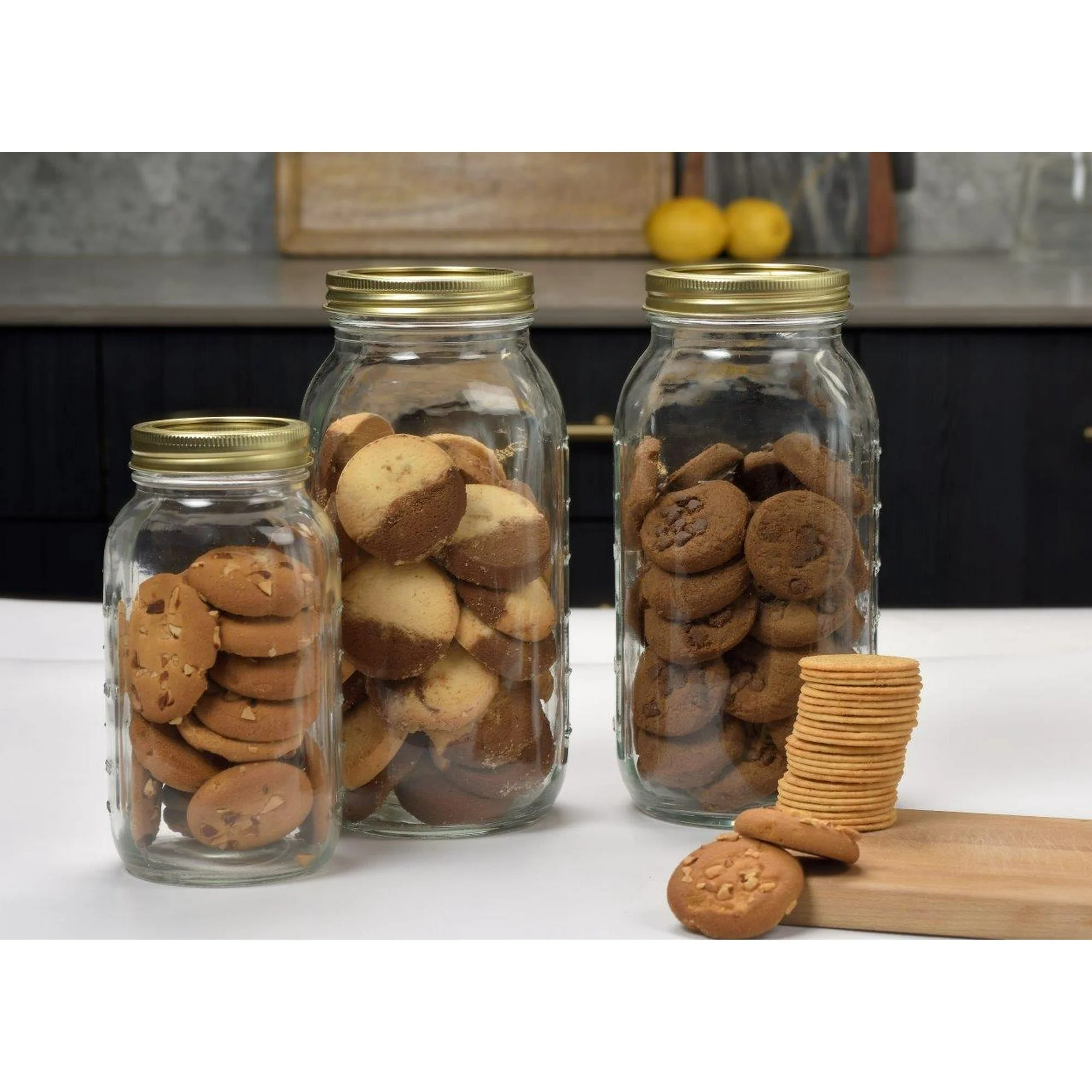 Mainstays 64 oz Mason Jars, Wide Mouth Half Gallon Canning Jars with Lids and Rings, 6-Pack Extra Large Glass Jars for Home Canning and Pantry Storage - Image 6