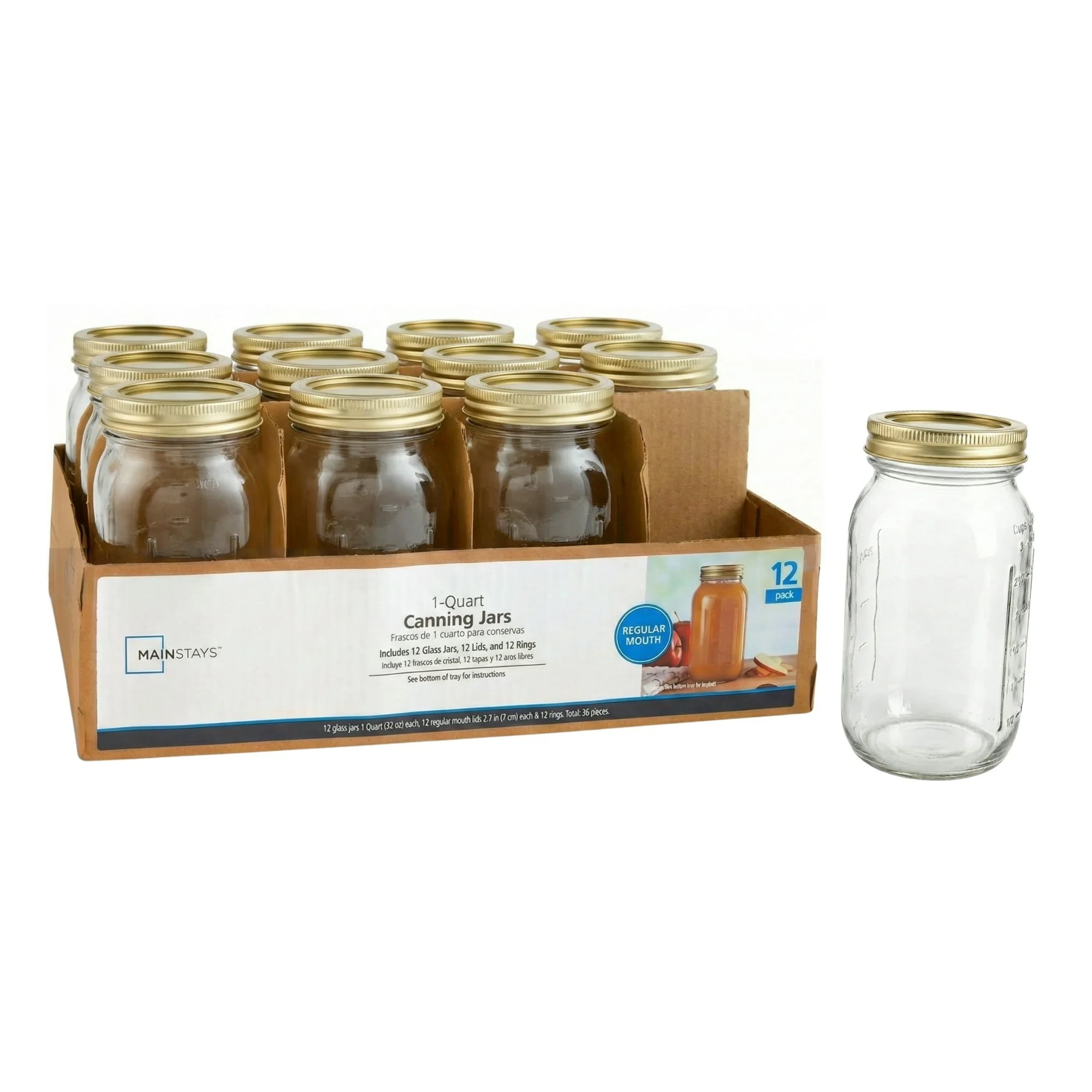Mainstays Mason Jars, Regular Mouth Half Pint Canning Jars with Lids and Rings, 12-Pack Small Glass Jars for Home Canning and Preserving - Image 19
