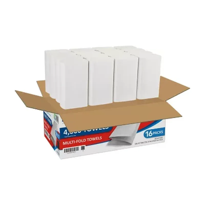 Marathon Multifold 1-Ply Paper Towels, White, 9.2" X 9.4" (250 Towels/Pk., 16 Pks.) - Image 4
