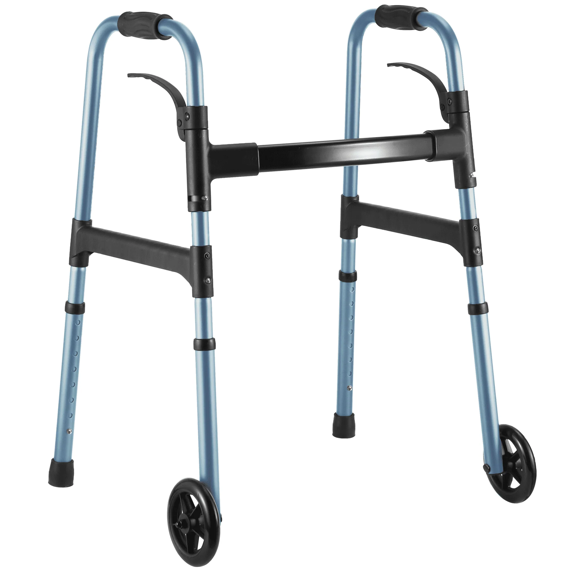 MaxKare Folding Walker with Wheels, 8 Levels Adjustable Height 30.5"-37.5", 300lbs Weight Capacity, Lightweight, for Senior, Black - Image 11