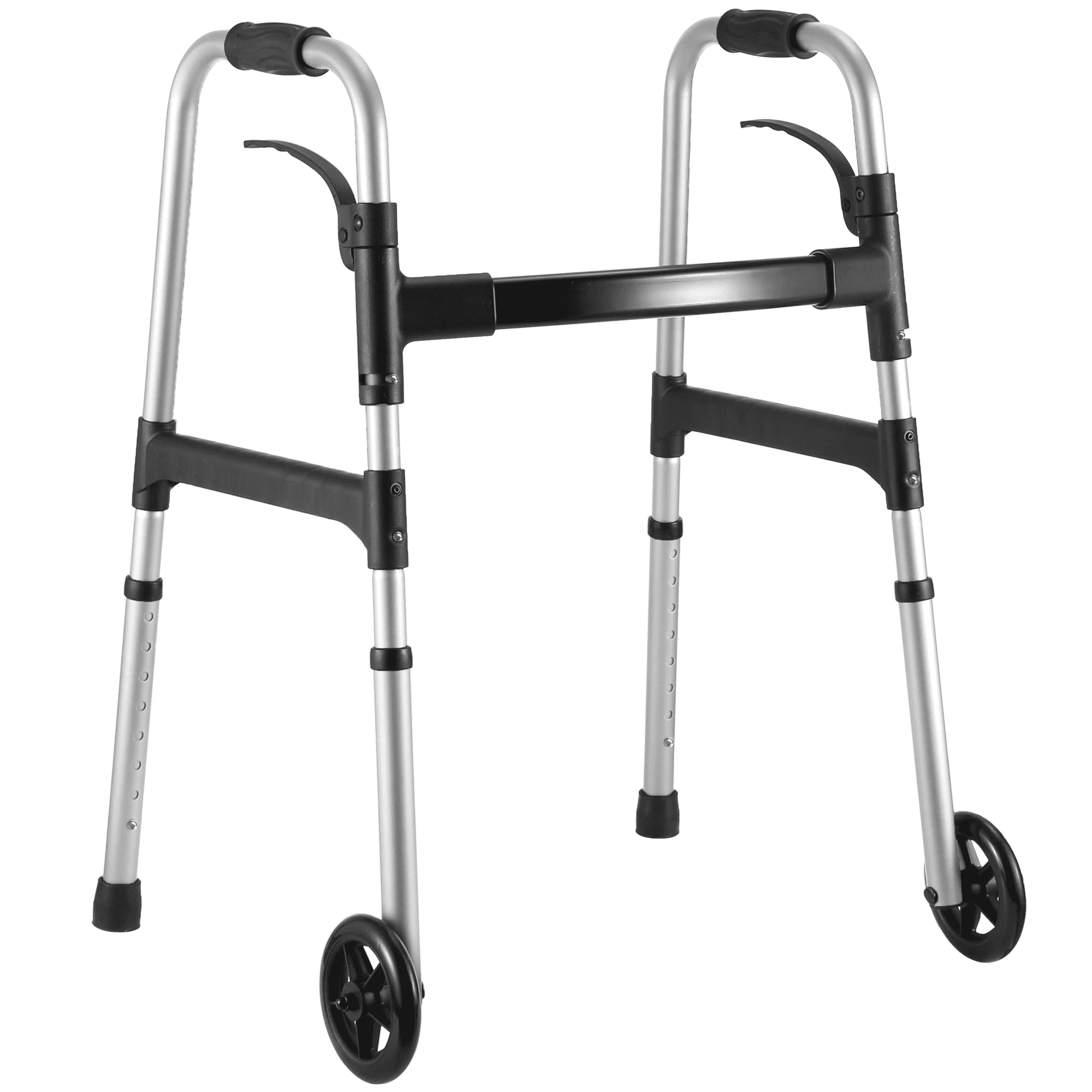 MaxKare Folding Walker with Wheels, 8 Levels Adjustable Height 30.5"-37.5", 300lbs Weight Capacity, Lightweight, for Senior, Black - Image 12